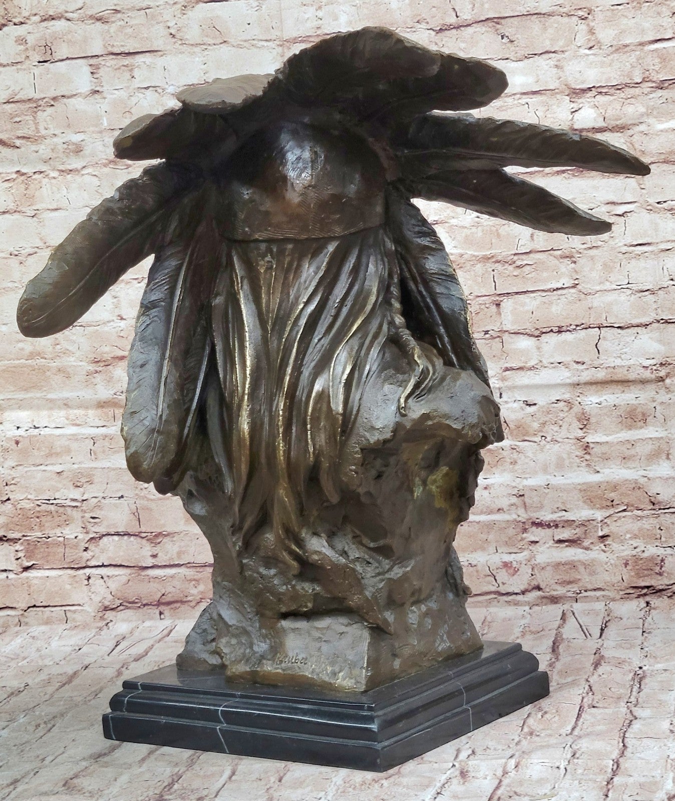 Carl Kauba Huge Native American Indian Chief Bust Bronze Sculpture, Fine Art Collectible