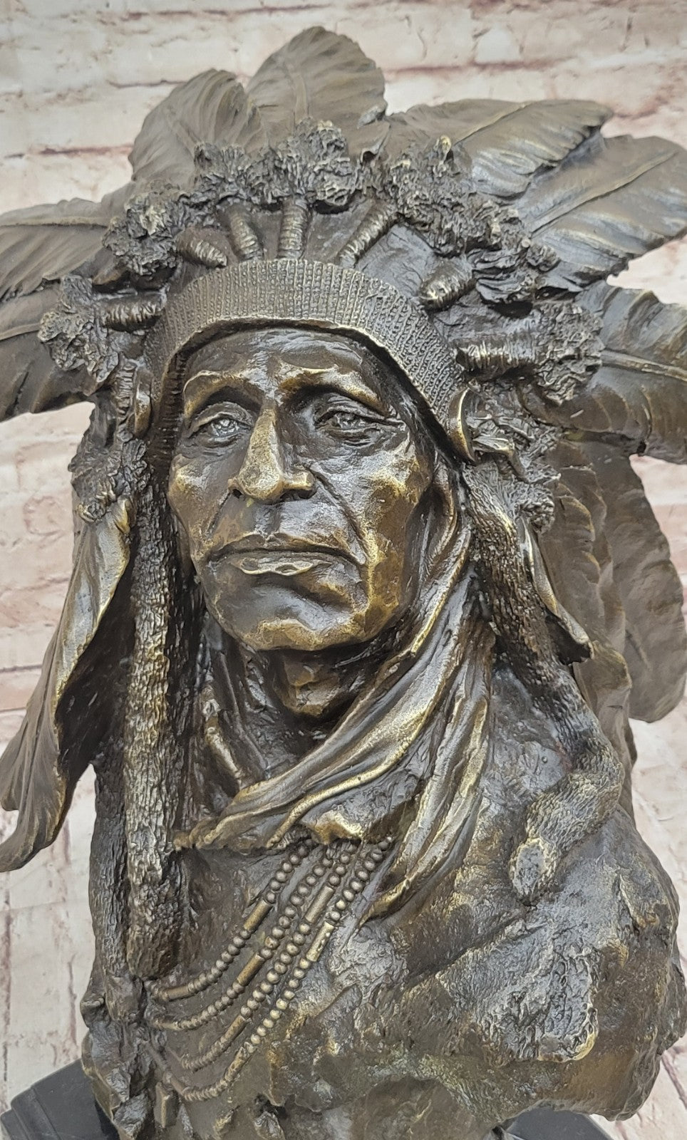 Carl Kauba Huge Native American Indian Chief Bust Bronze Sculpture, Fine Art Collectible