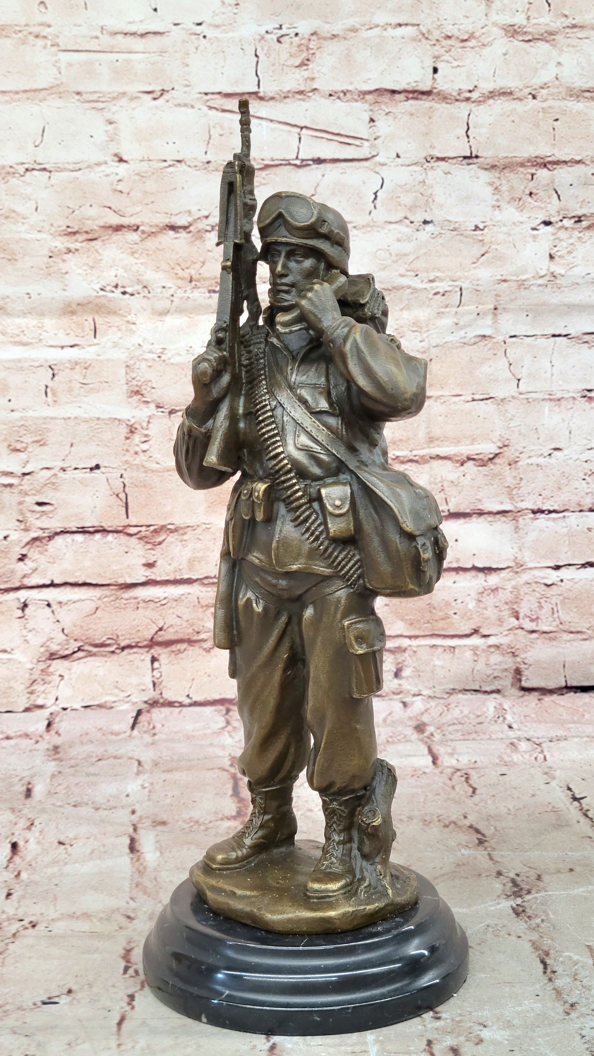 A Tribute to American Soldiers by Fisher Bronze Sculpture Marble Figure Decor
