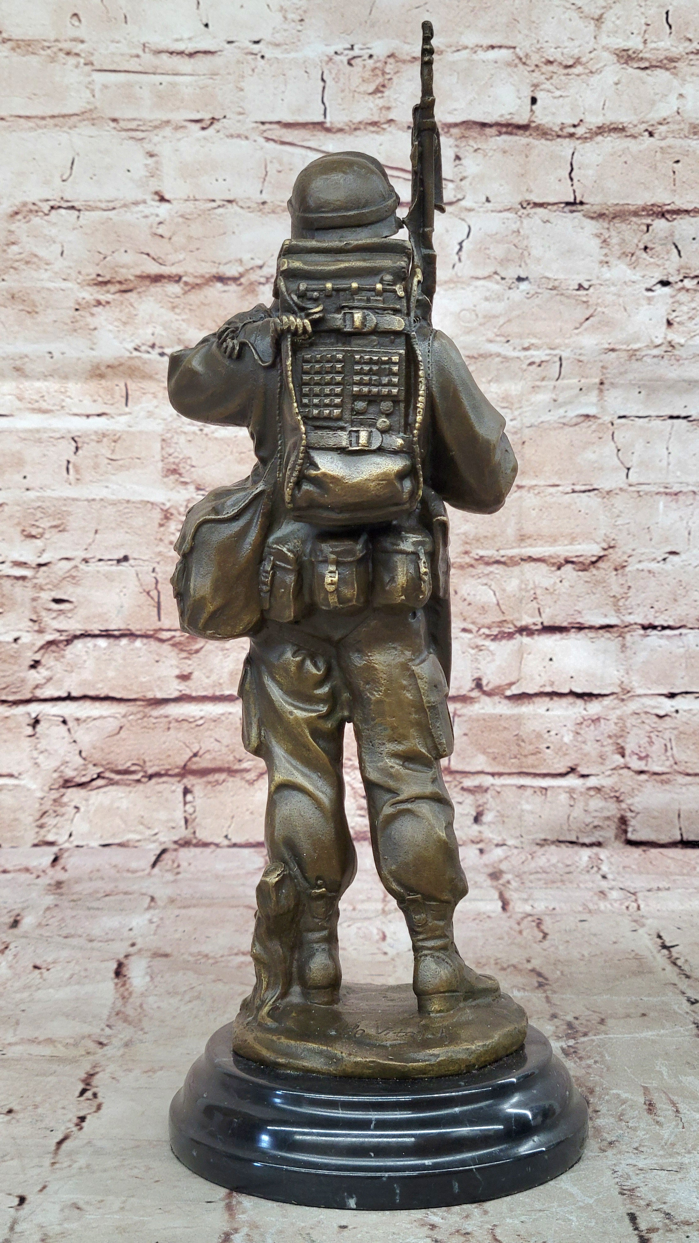 A Tribute to American Soldiers by Fisher Bronze Sculpture Marble Figure Decor