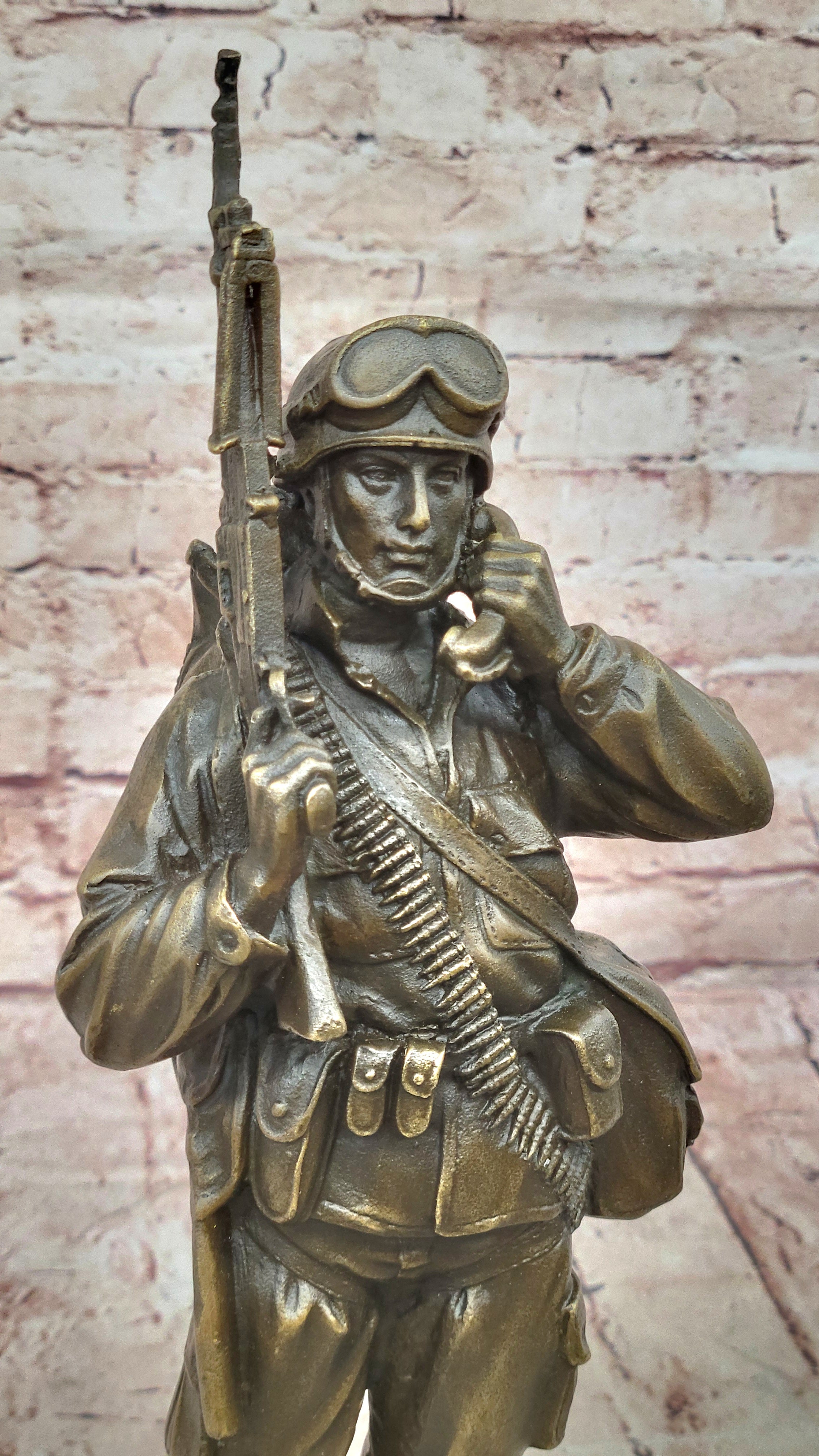 A Tribute to American Soldiers by Fisher Bronze Sculpture Marble Figure Decor