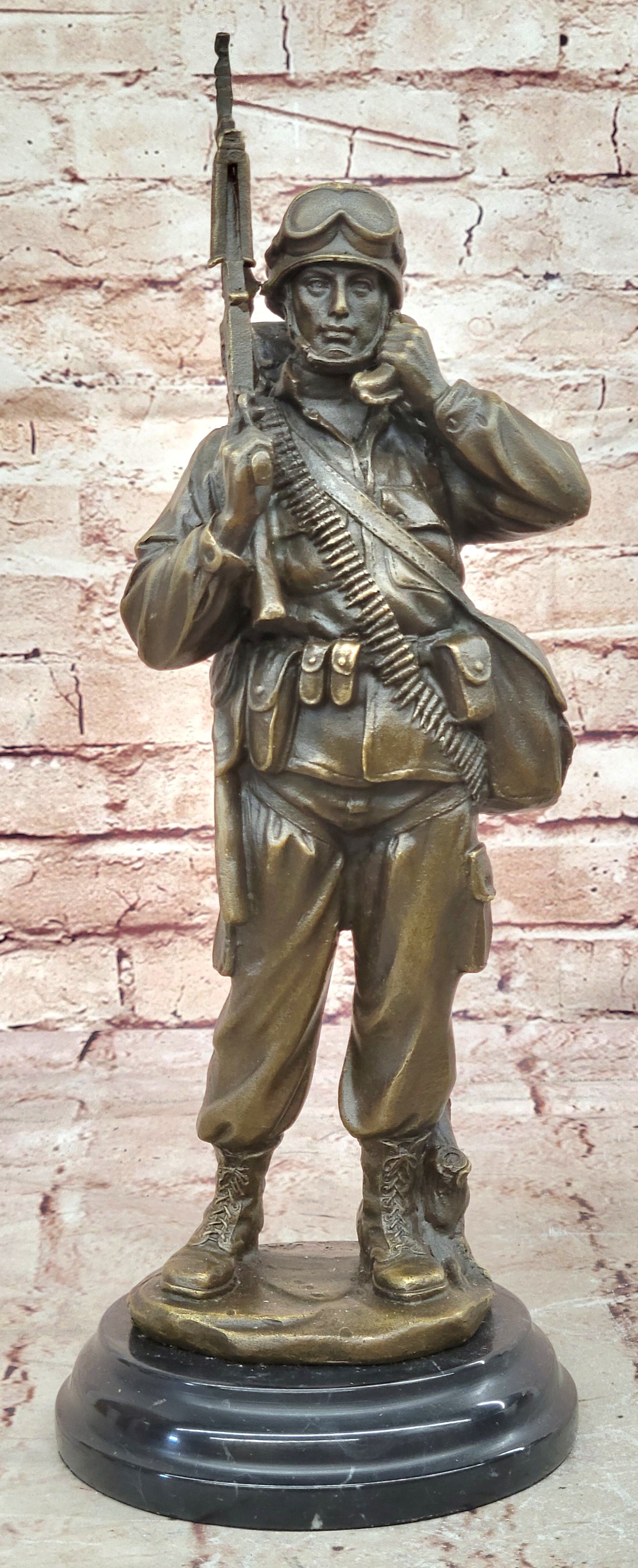 A Tribute to American Soldiers by Fisher Bronze Sculpture Marble Figure Decor