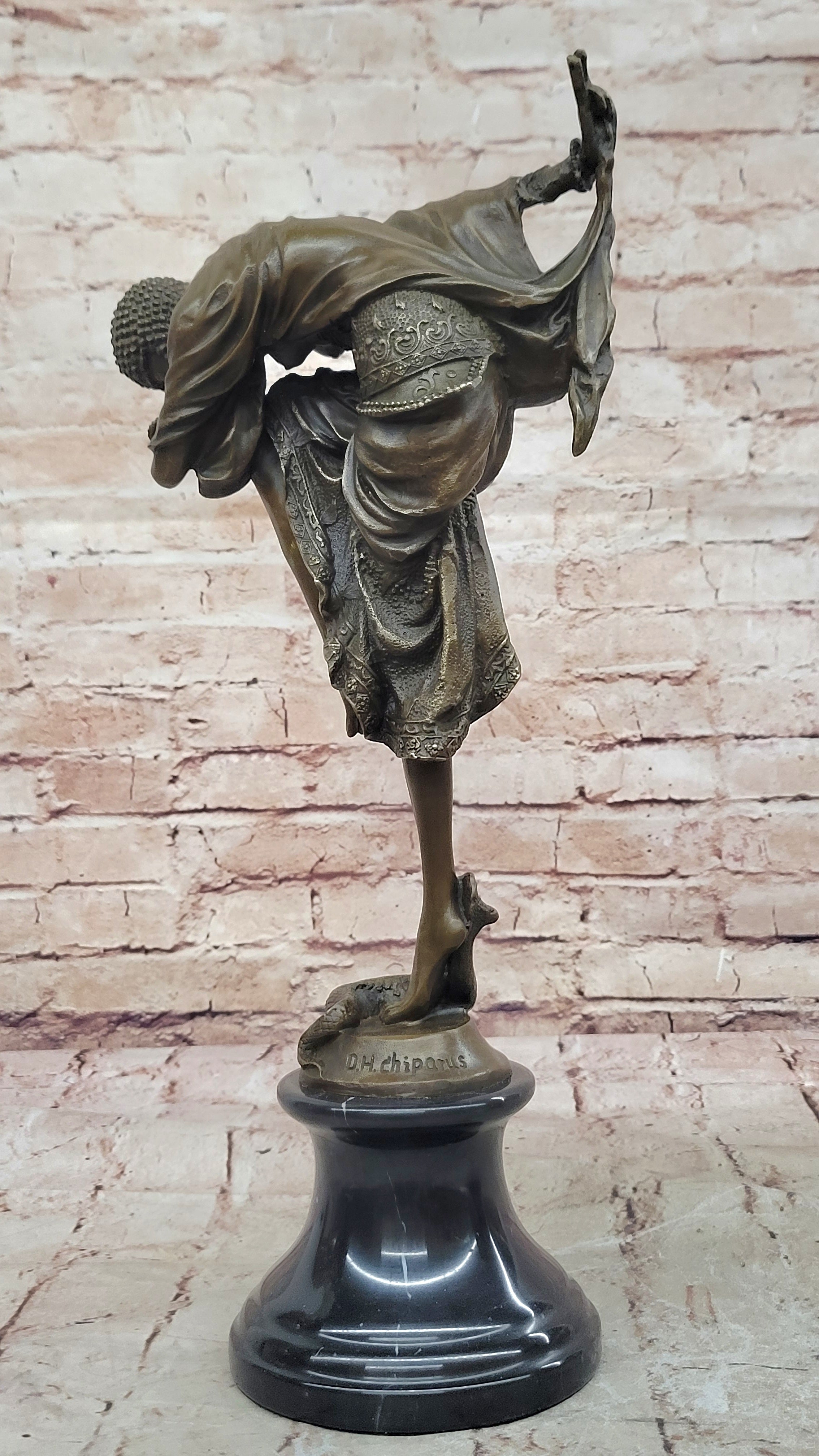 Handcrafted Quality Artwork Snake Dancer by Romanian Artist~Chiparus~Bronze Stat