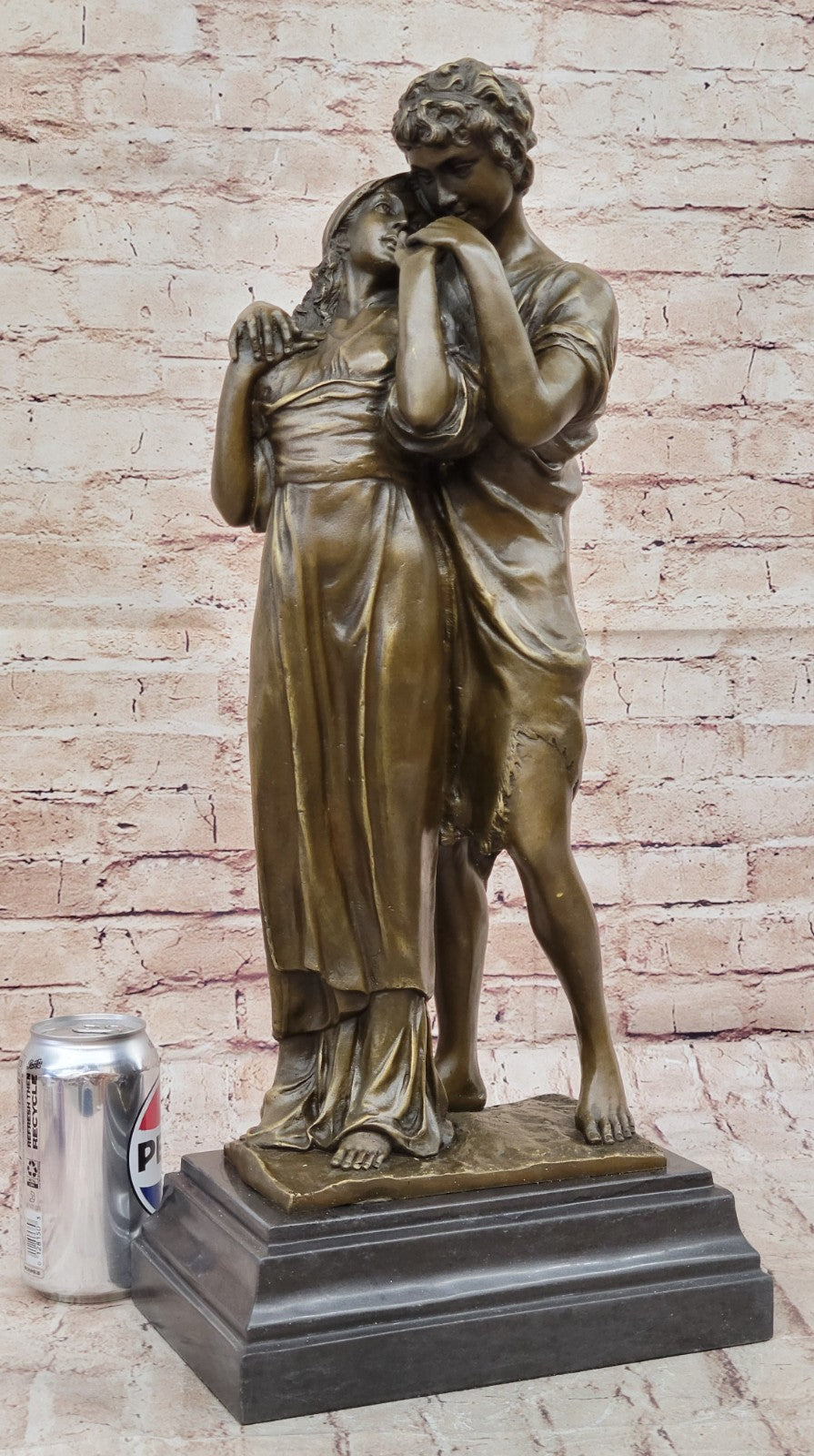 Large Standing Couple Figurine Art Figure Marble Decor Bronze Sculpture Figure