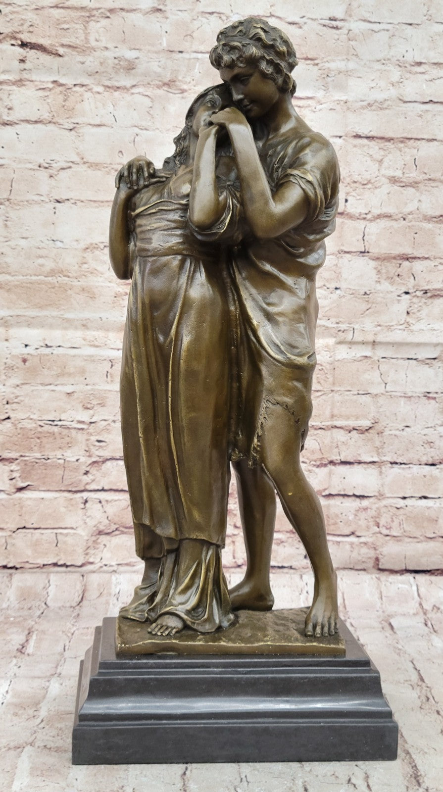 Large Standing Couple Figurine Art Figure Marble Decor Bronze Sculpture Figure