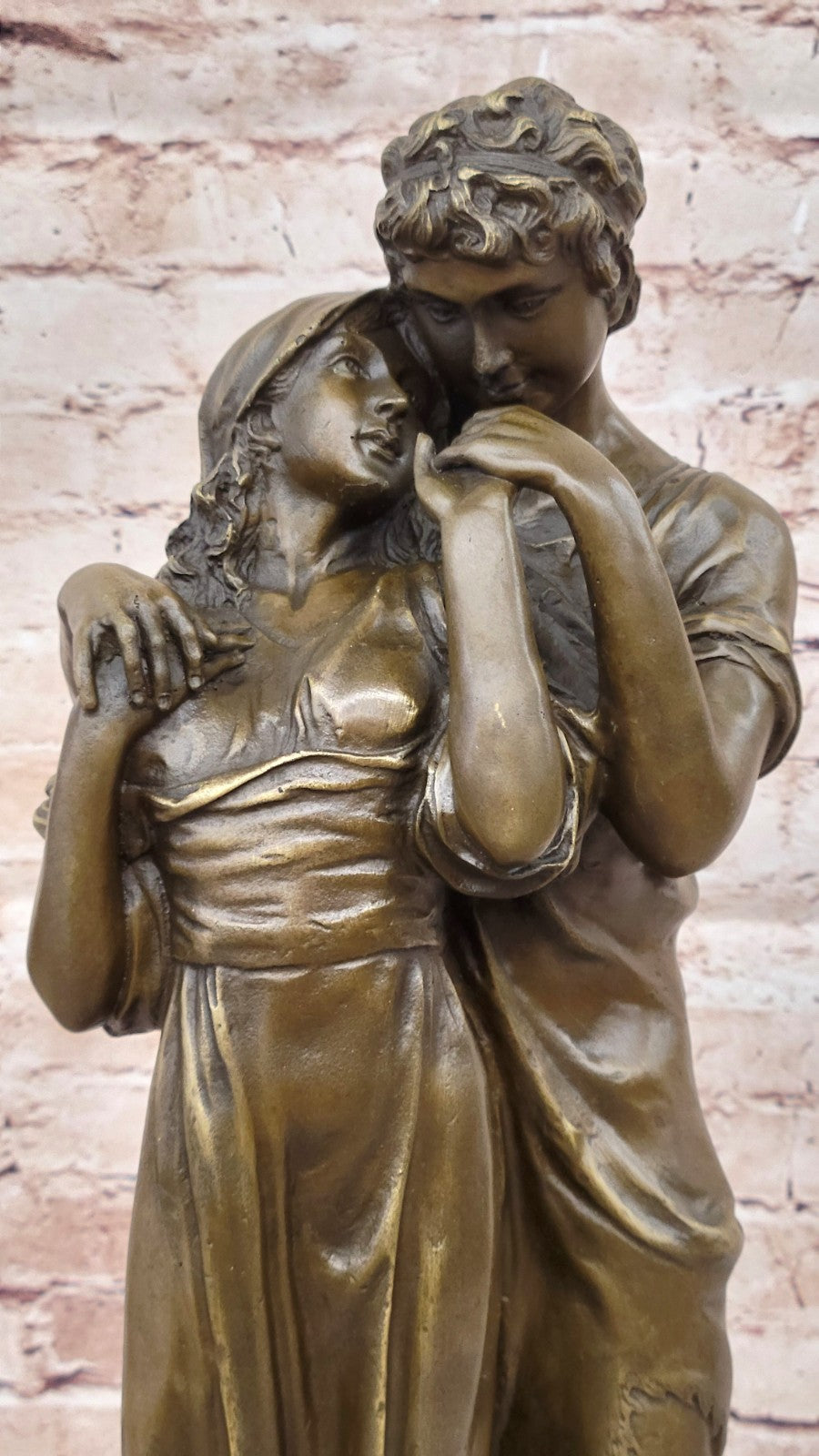 Large Standing Couple Figurine Art Figure Marble Decor Bronze Sculpture Figure