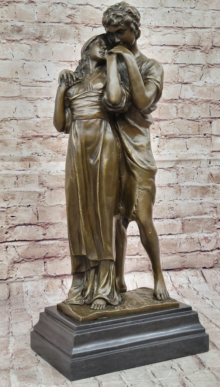 Large Standing Couple Figurine Art Figure Marble Decor Bronze Sculpture Figure