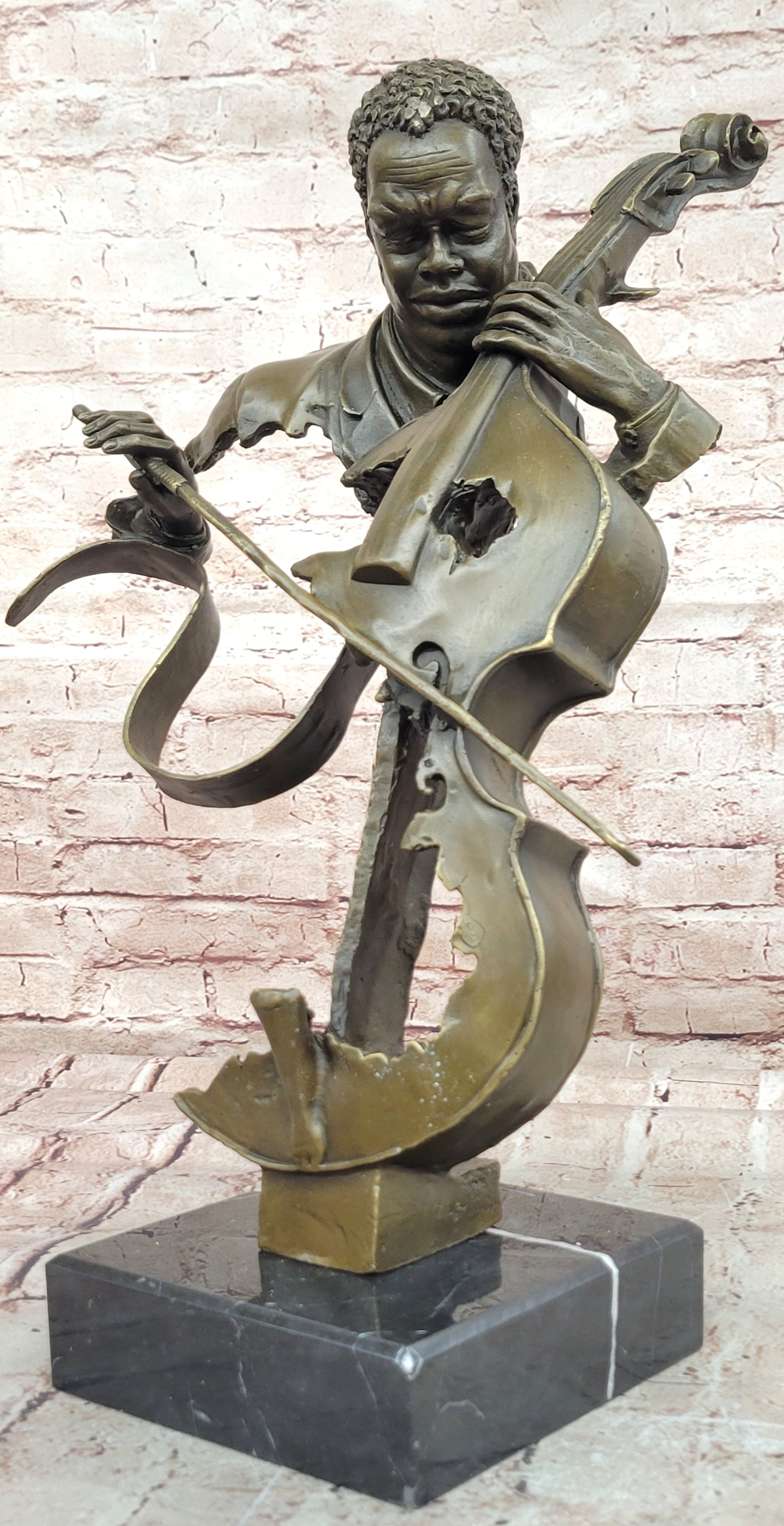 Hot Cast Collectible Cello Player Music Trophy Original Bronze by Williams Sale