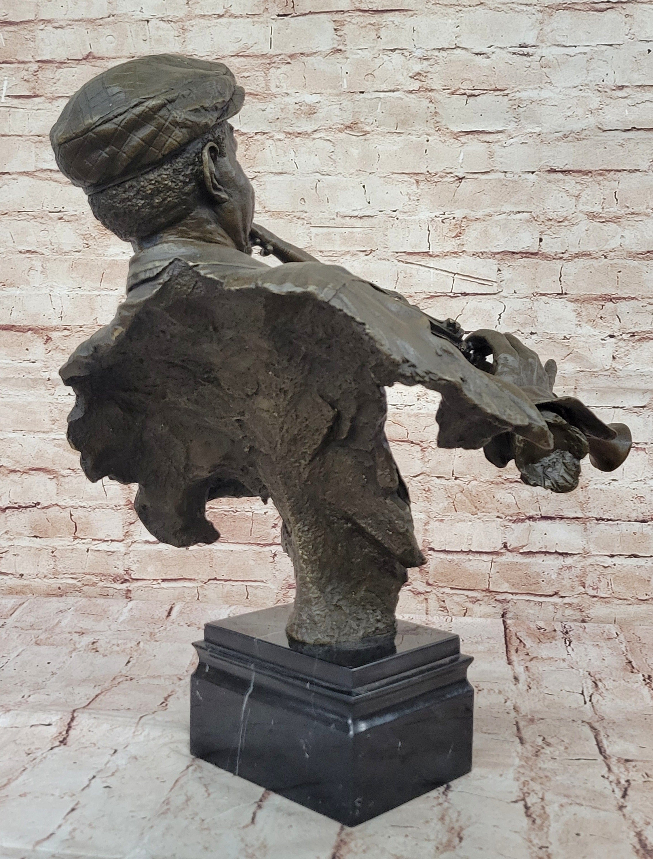 At Deco Original Artwork Massive Clarinet Player Jazz Blue Song Bronze Sculpture