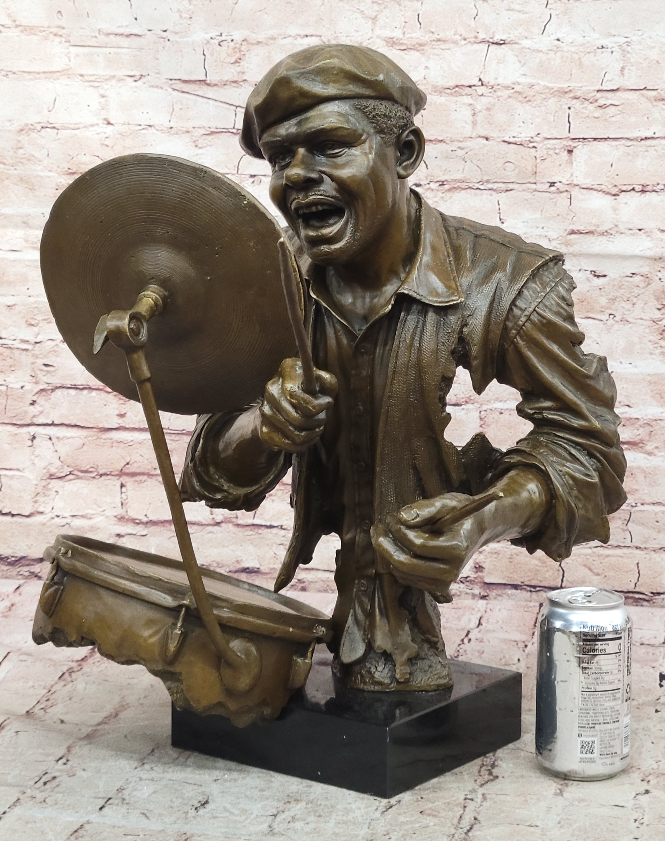 Hand Made Detailed Drum Player by Lost Wax Method Sculpture Home Decoration