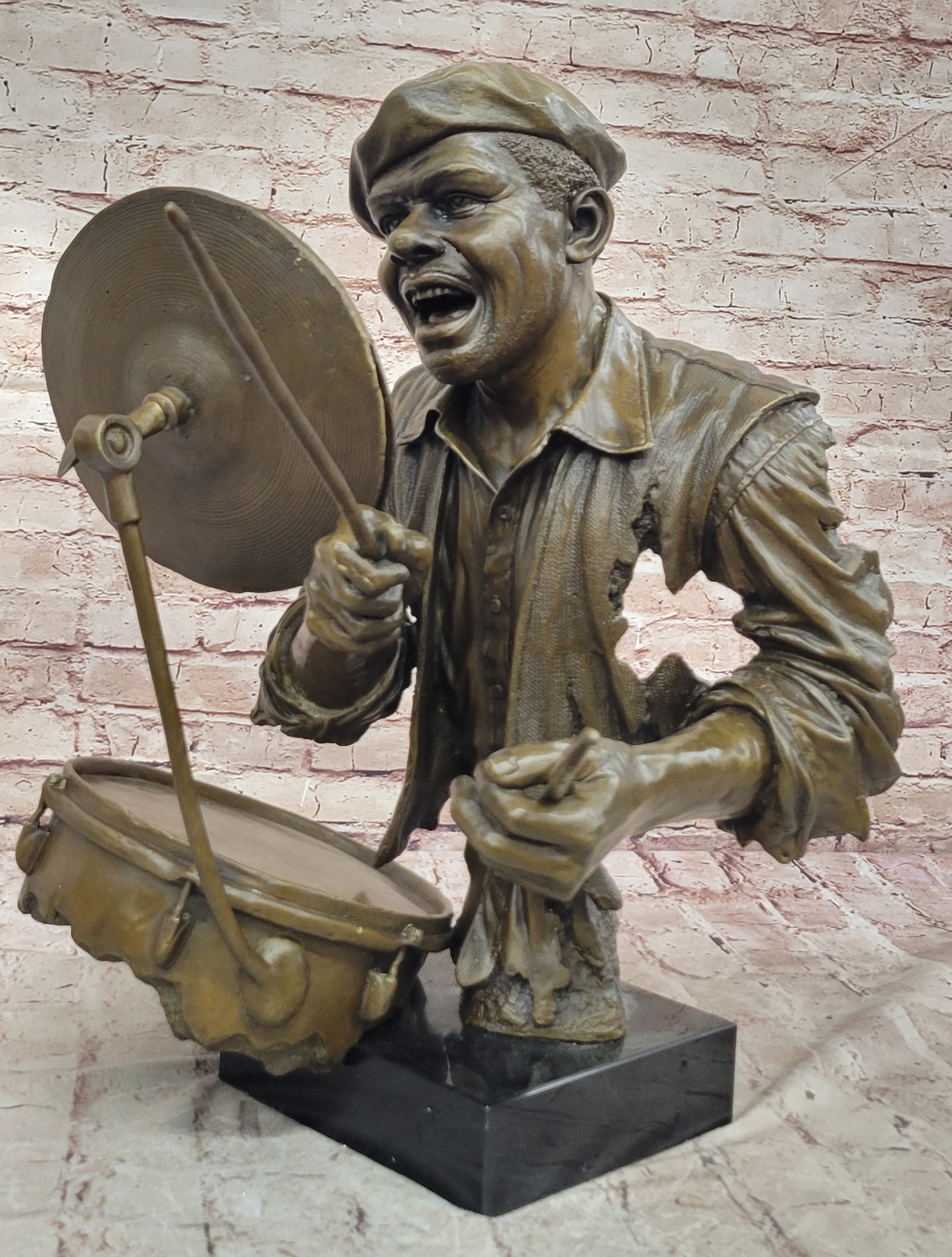 Hand Made Detailed Drum Player by Lost Wax Method Sculpture Home Decoration