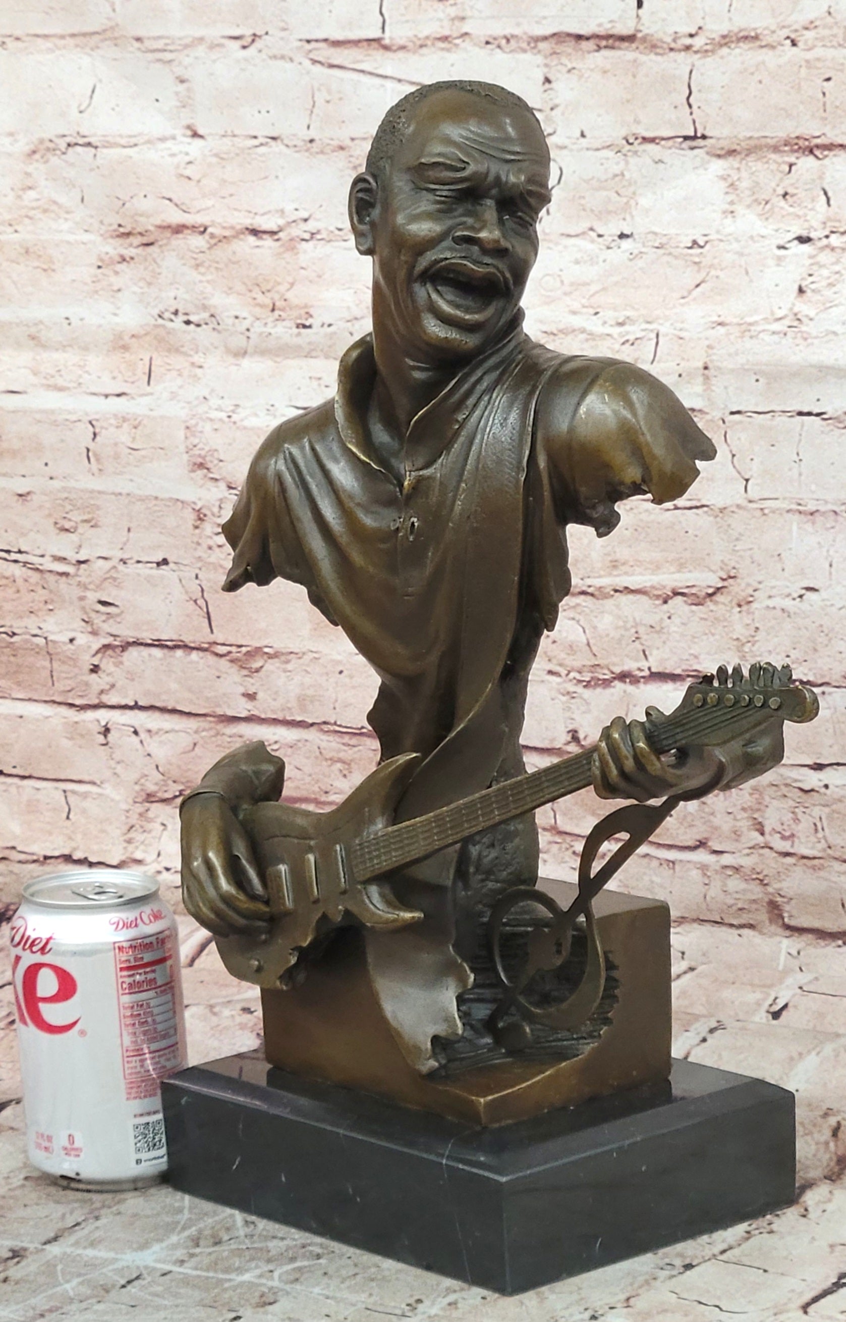 Bronze Sculpture Handcrafted Musician Music Guitar Player Hot Cast Marble Figuri