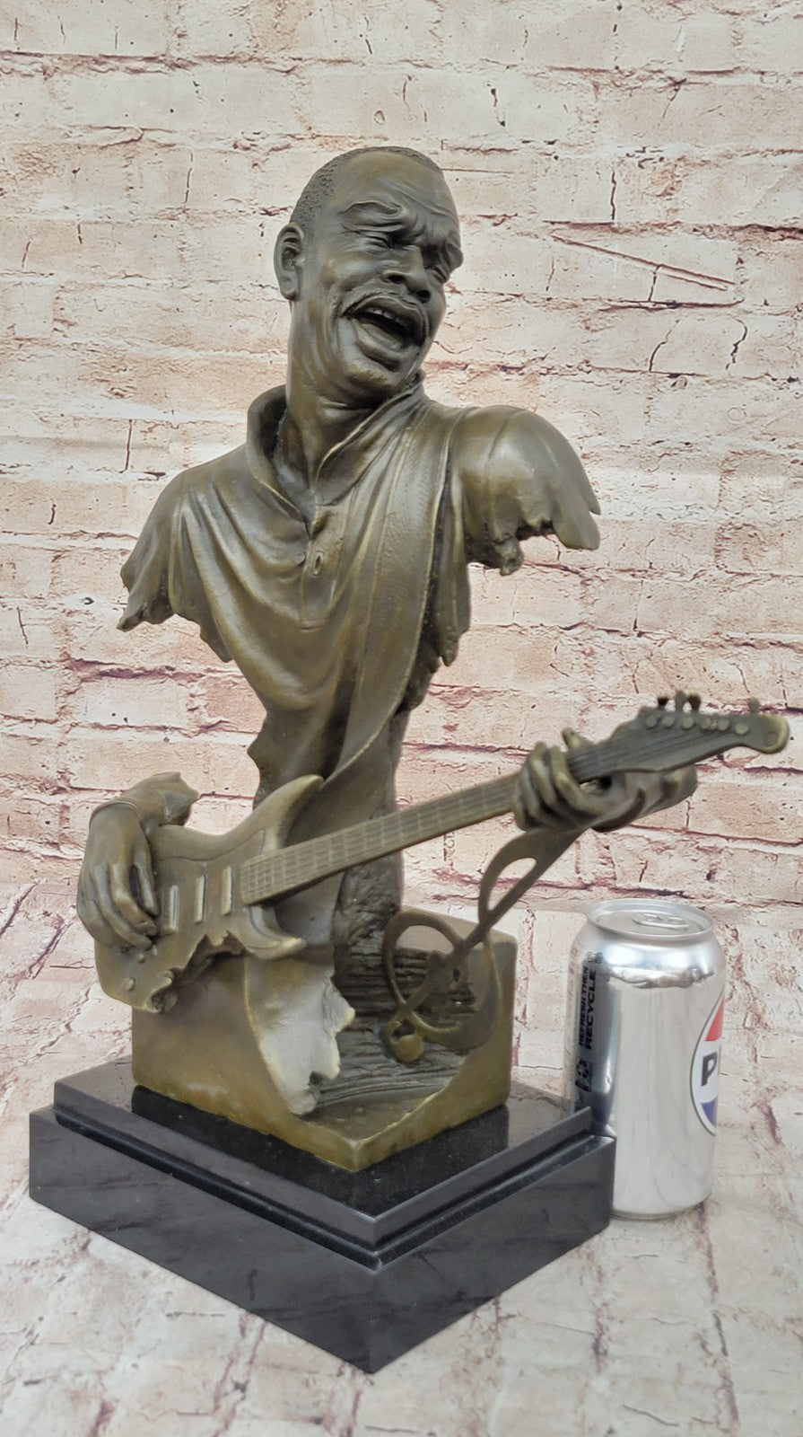 Bronze Sculpture Handcrafted Musician Music Guitar Player Hot Cast Marble Figuri