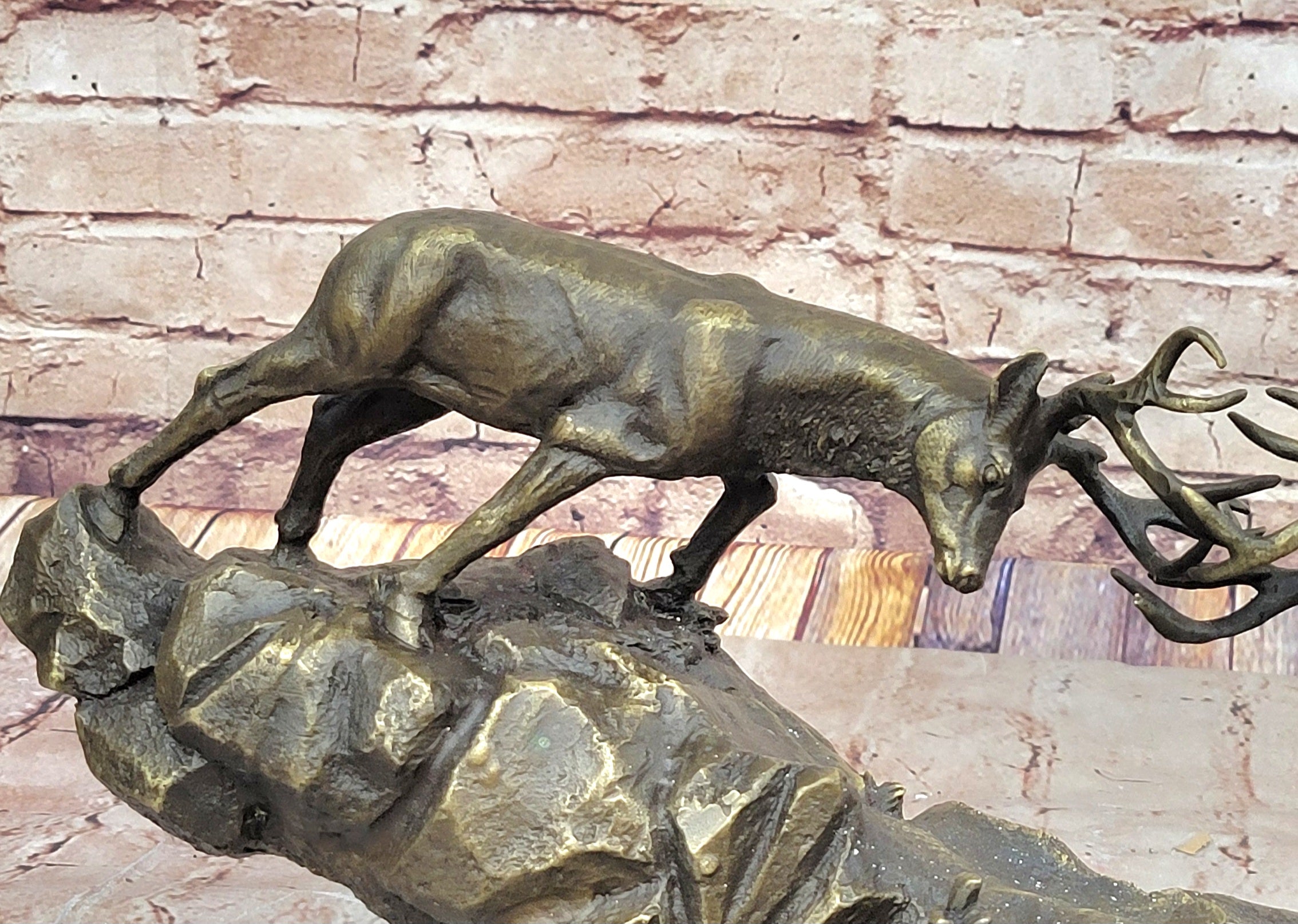 Rutting Stags, Real Bronze Sculpture on a solid marble base. Art, Gift.