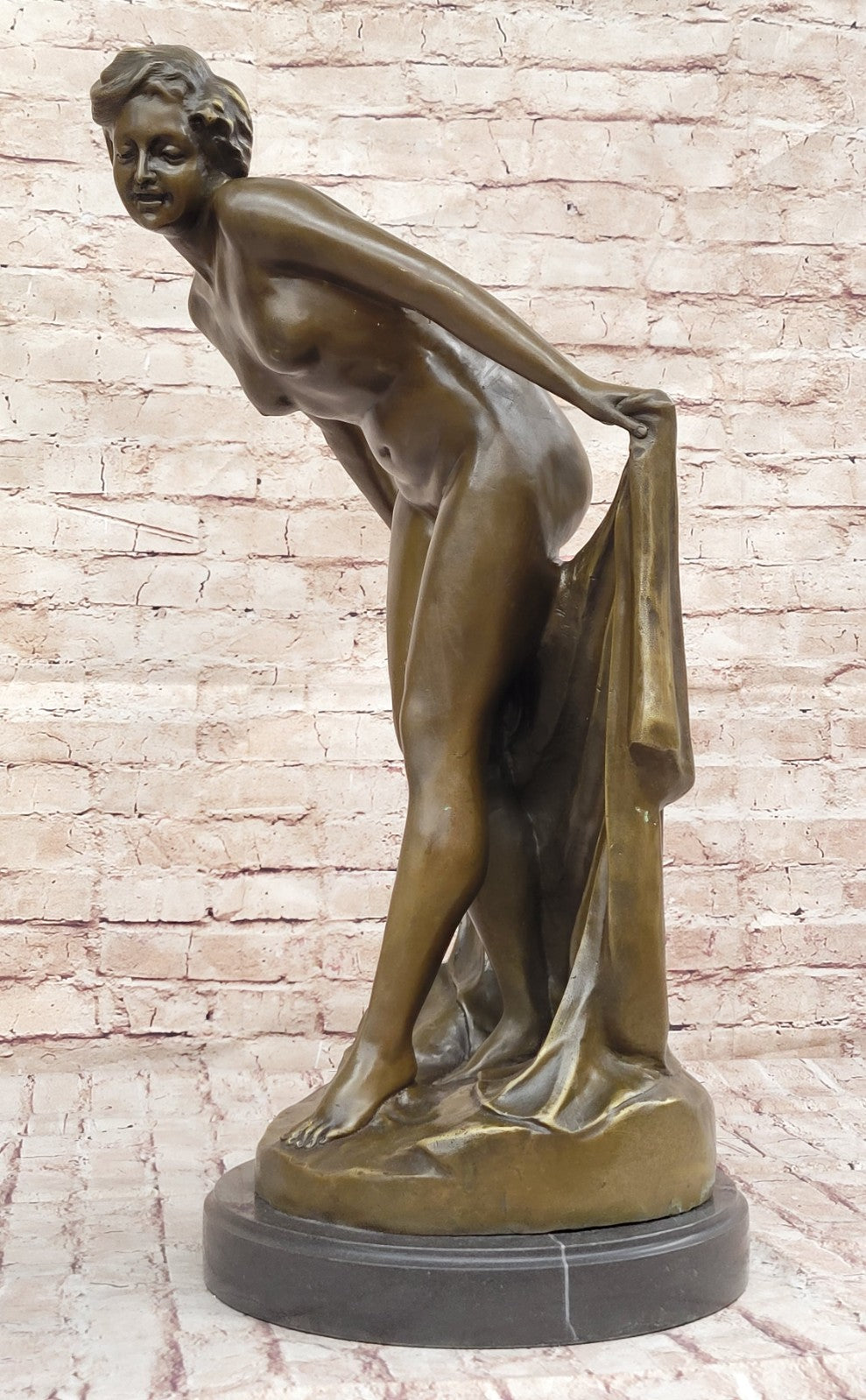 Buy Jean Patoue Bronze Nude Woman Showering Sculpture – Lost Wax Artwork