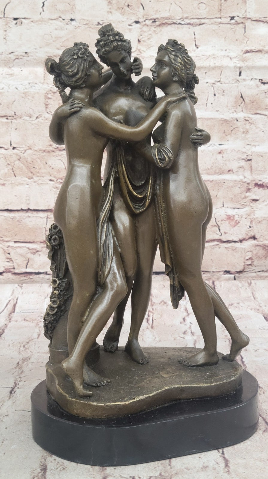 THE THREE GRACES BRONZE STATUE SCULPTURE HOT CAST FIGURINE NO RESERVE NUDE DECOR