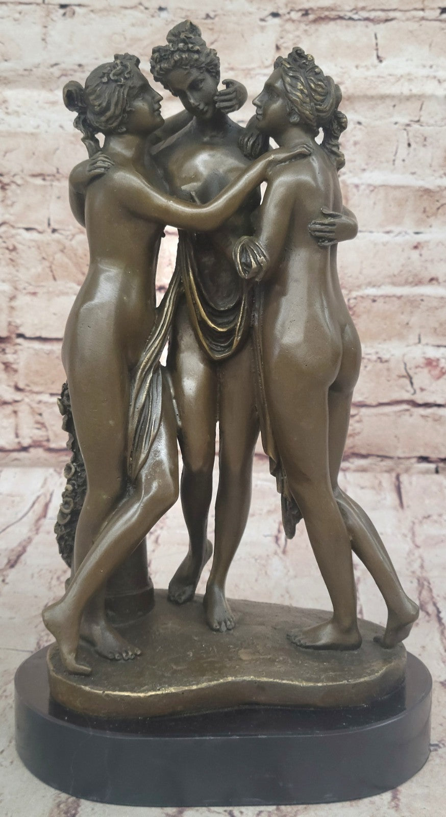 THE THREE GRACES BRONZE STATUE SCULPTURE HOT CAST FIGURINE NO RESERVE NUDE DECOR