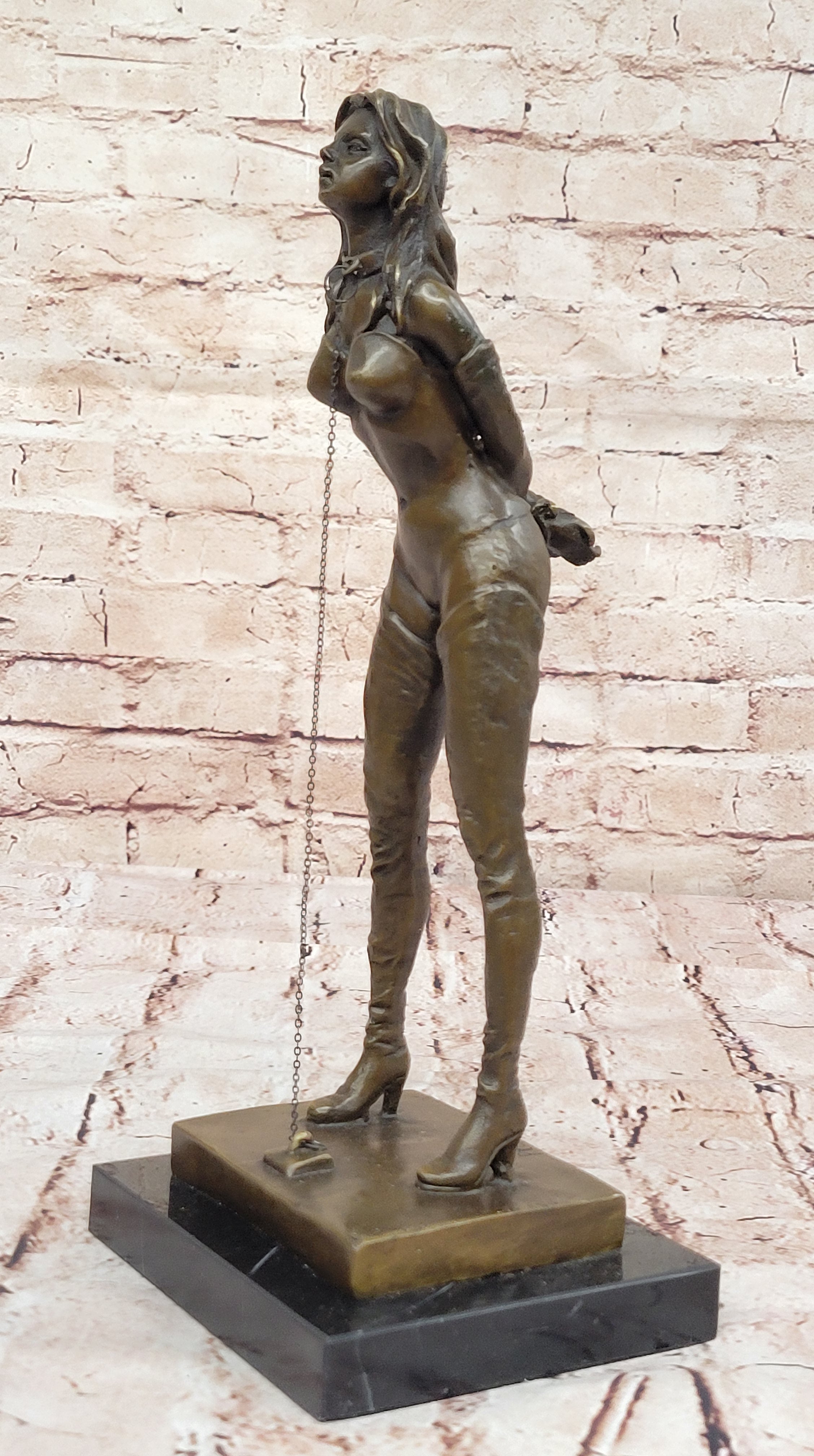Handcrafted bronze sculpture SALE Marble Girl Nude Woman Erotic Preiss Signed
