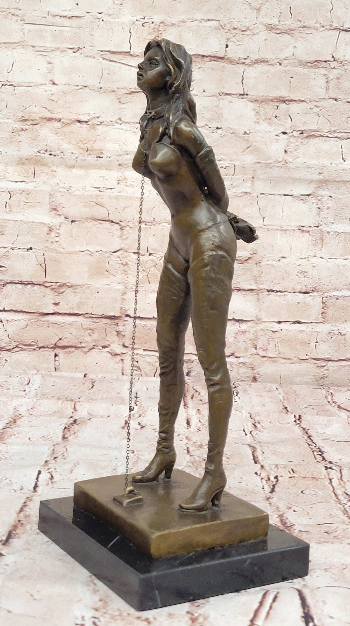 Handcrafted bronze sculpture SALE Marble Girl Nude Woman Erotic Preiss Signed
