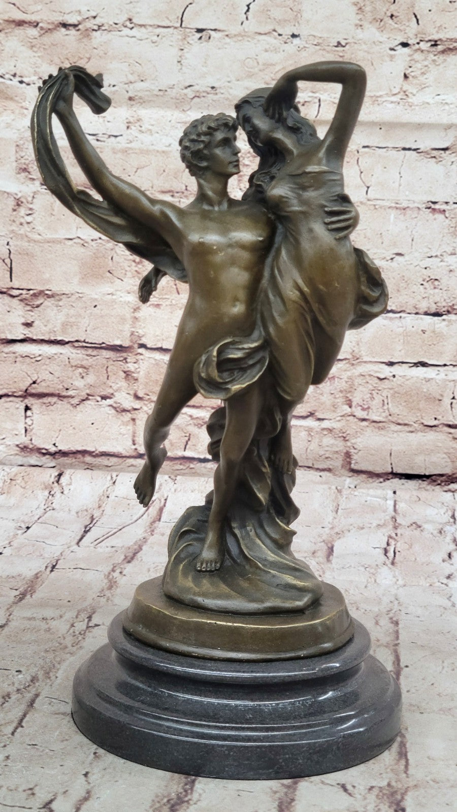 Handmade Art Lovers Cupid Psyche Eros Aphrodite Venus Bronze Marble Statue