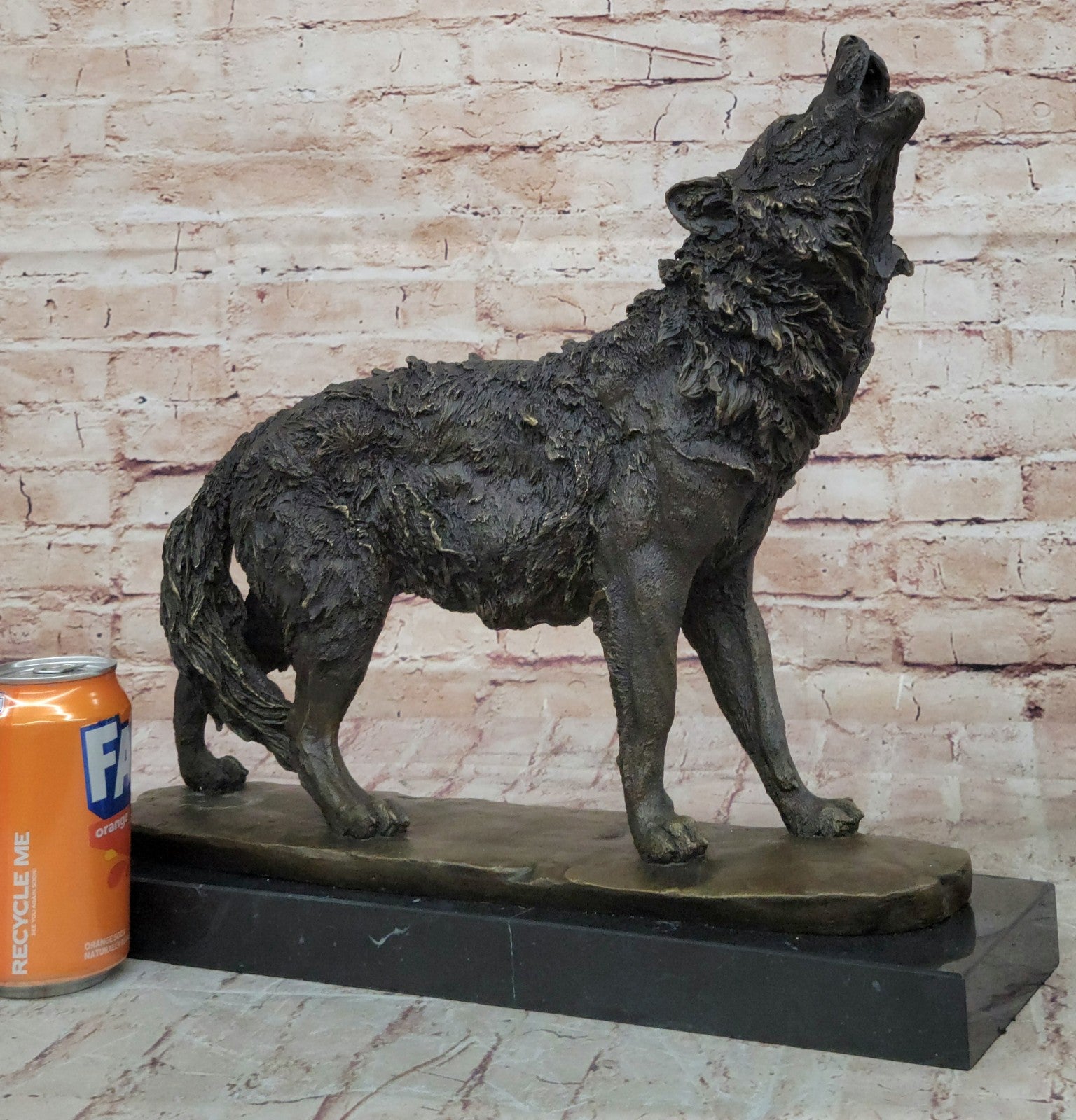 MAJESTIC BRONZE ART SCULPTURE STATUE WOLF CLASSIC BRONZE STATUE SIGNED:BARYE