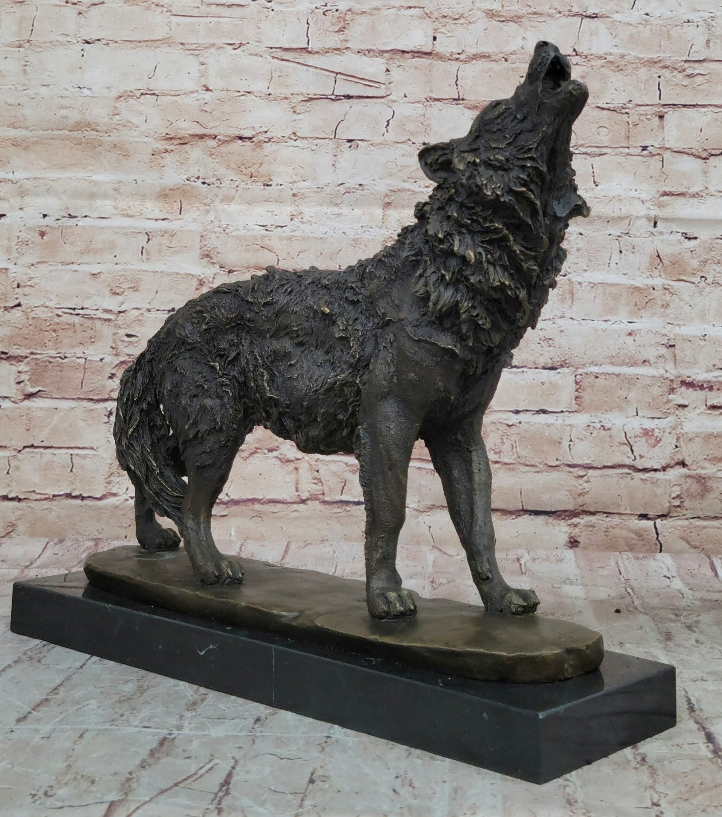 MAJESTIC BRONZE ART SCULPTURE STATUE WOLF CLASSIC BRONZE STATUE SIGNED:BARYE