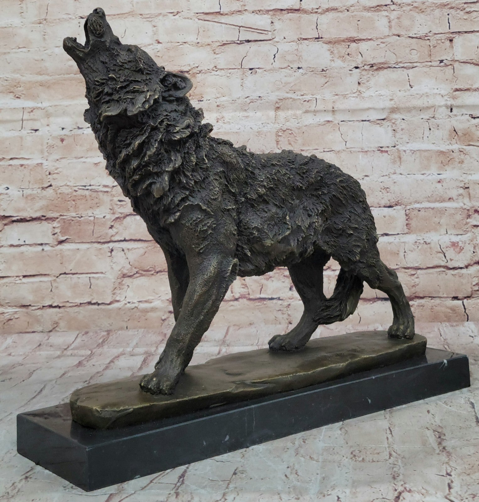MAJESTIC BRONZE ART SCULPTURE STATUE WOLF CLASSIC BRONZE STATUE SIGNED:BARYE