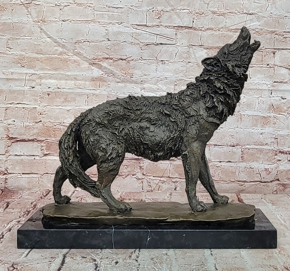 MAJESTIC BRONZE ART SCULPTURE STATUE WOLF CLASSIC BRONZE STATUE SIGNED:BARYE