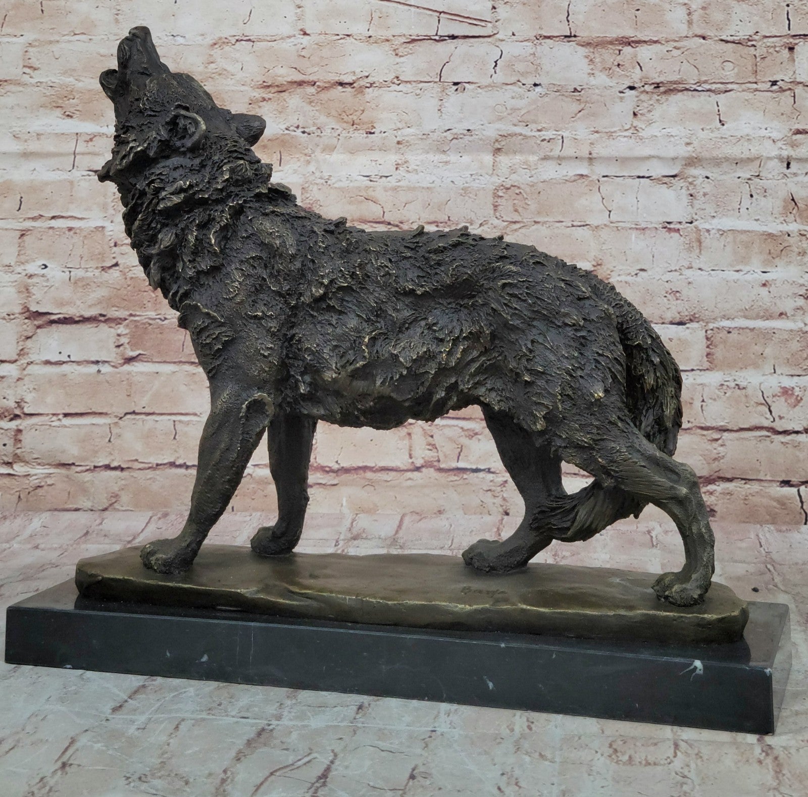 MAJESTIC BRONZE ART SCULPTURE STATUE WOLF CLASSIC BRONZE STATUE SIGNED:BARYE