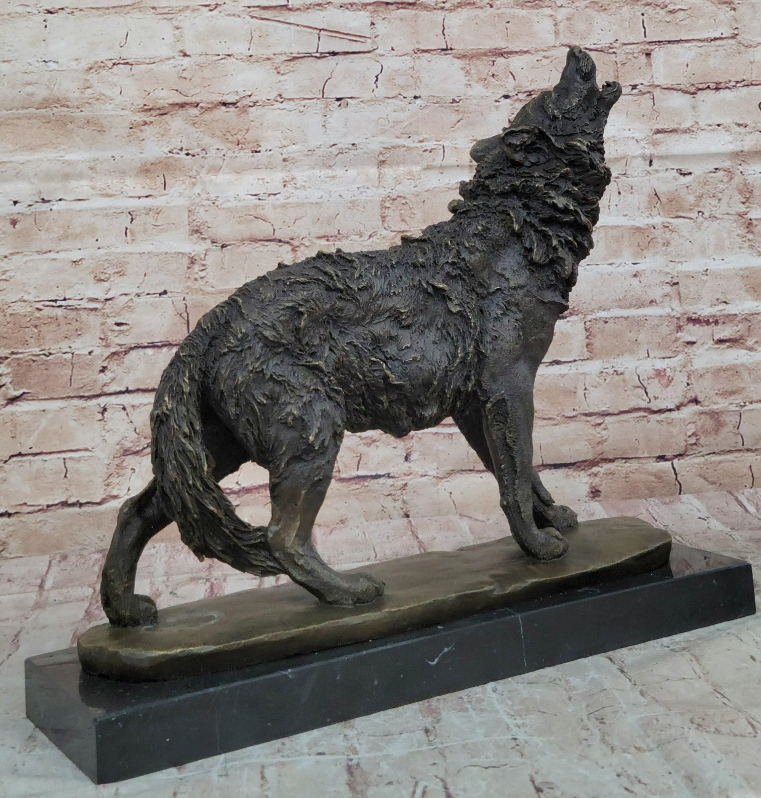 MAJESTIC BRONZE ART SCULPTURE STATUE WOLF CLASSIC BRONZE STATUE SIGNED:BARYE