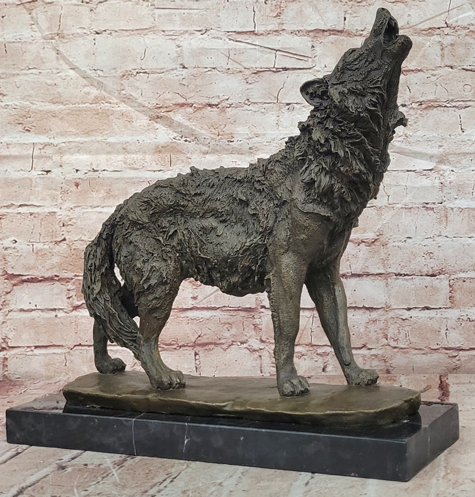 MAJESTIC BRONZE ART SCULPTURE STATUE WOLF CLASSIC BRONZE STATUE SIGNED:BARYE