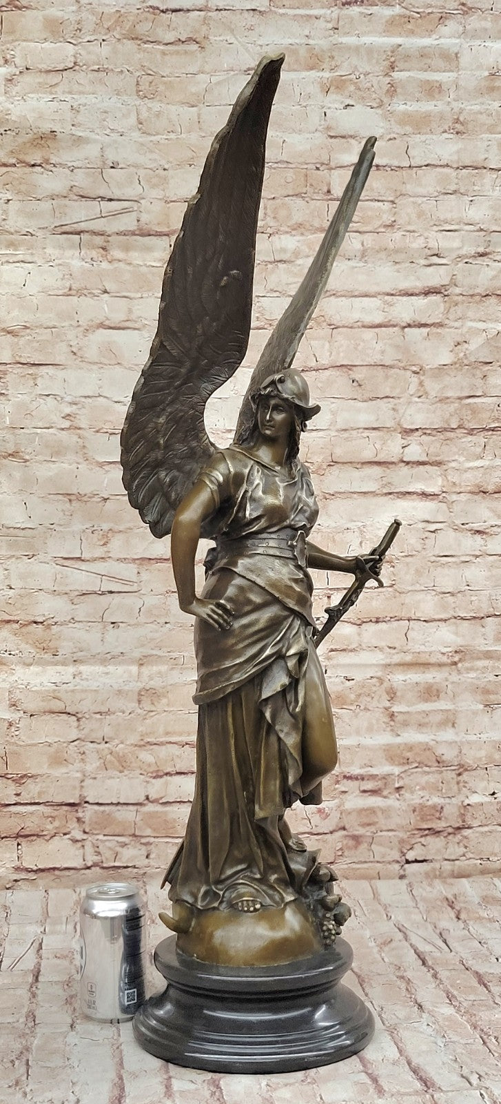 Vintage Bronze Sculpture Angel Goddess of Victory Warrior Statue Art Deco Huge