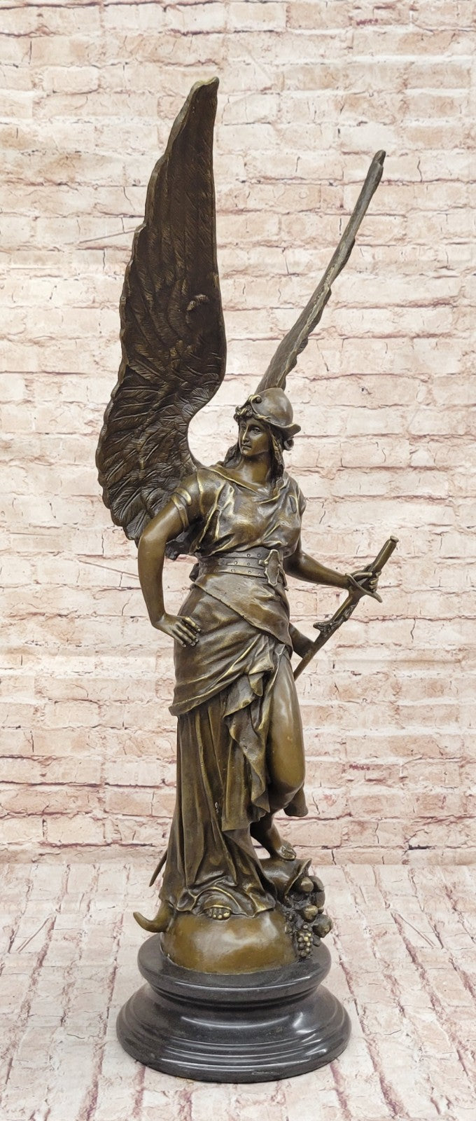 Vintage Bronze Sculpture Angel Goddess of Victory Warrior Statue Art Deco Huge
