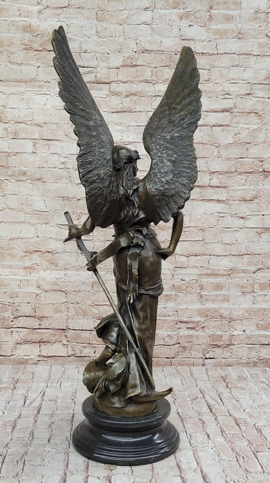 Vintage Bronze Sculpture Angel Goddess of Victory Warrior Statue Art Deco Huge