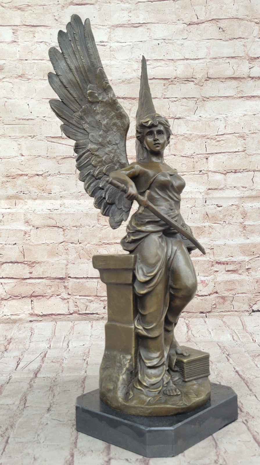 Handcrafted Bronze Sculpture SALE – Hero Wisdom Peace Goddess Athena on Marble Base