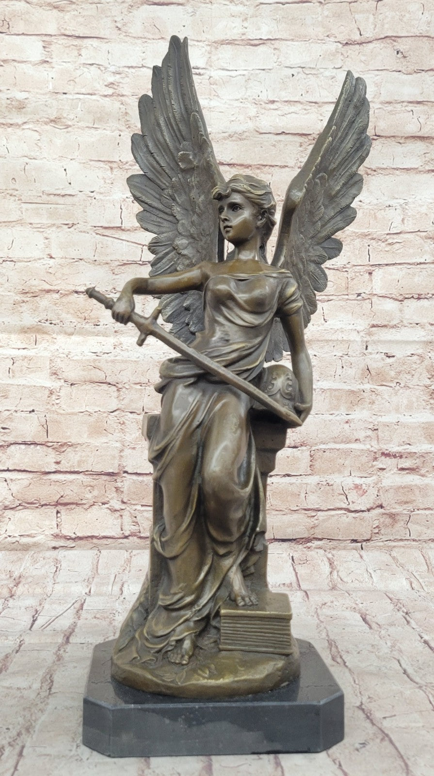 Handcrafted Bronze Sculpture SALE – Hero Wisdom Peace Goddess Athena on Marble Base