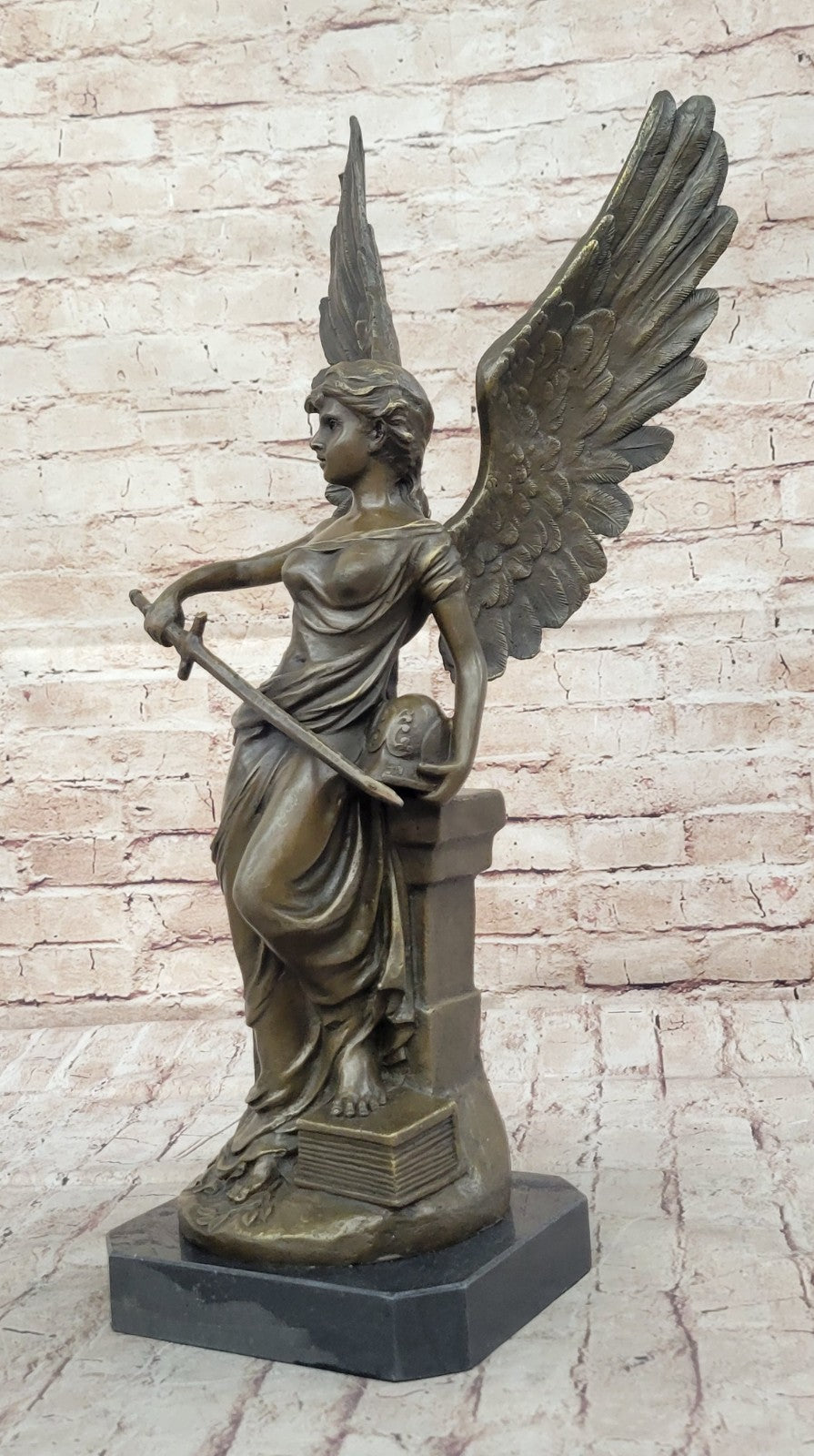 Handcrafted Bronze Sculpture SALE – Hero Wisdom Peace Goddess Athena on Marble Base