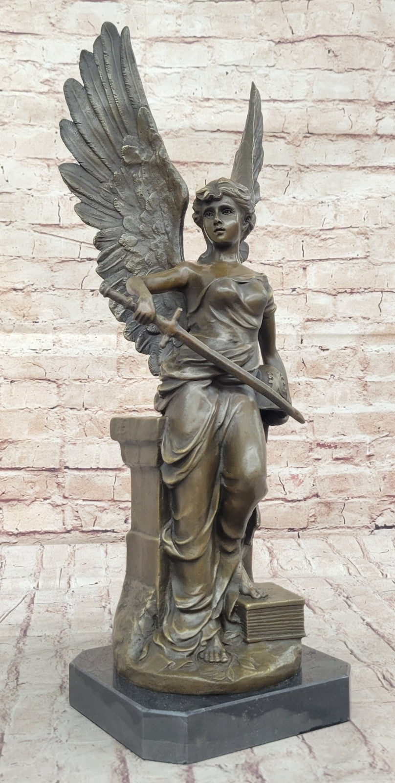 Handcrafted bronze sculpture SALE Hero Wisdom Peace Goddess Athena Marble