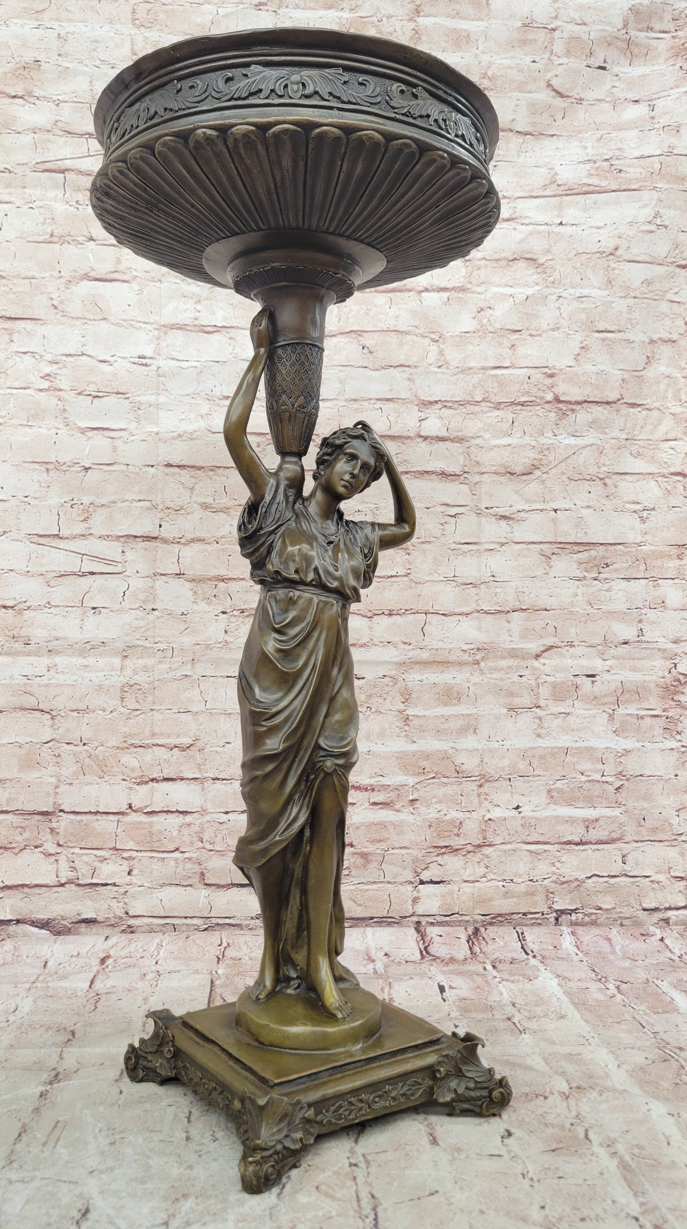 Milo Bronze Pedestal Woman Sculpture Classical Style Lady Statue Collectible