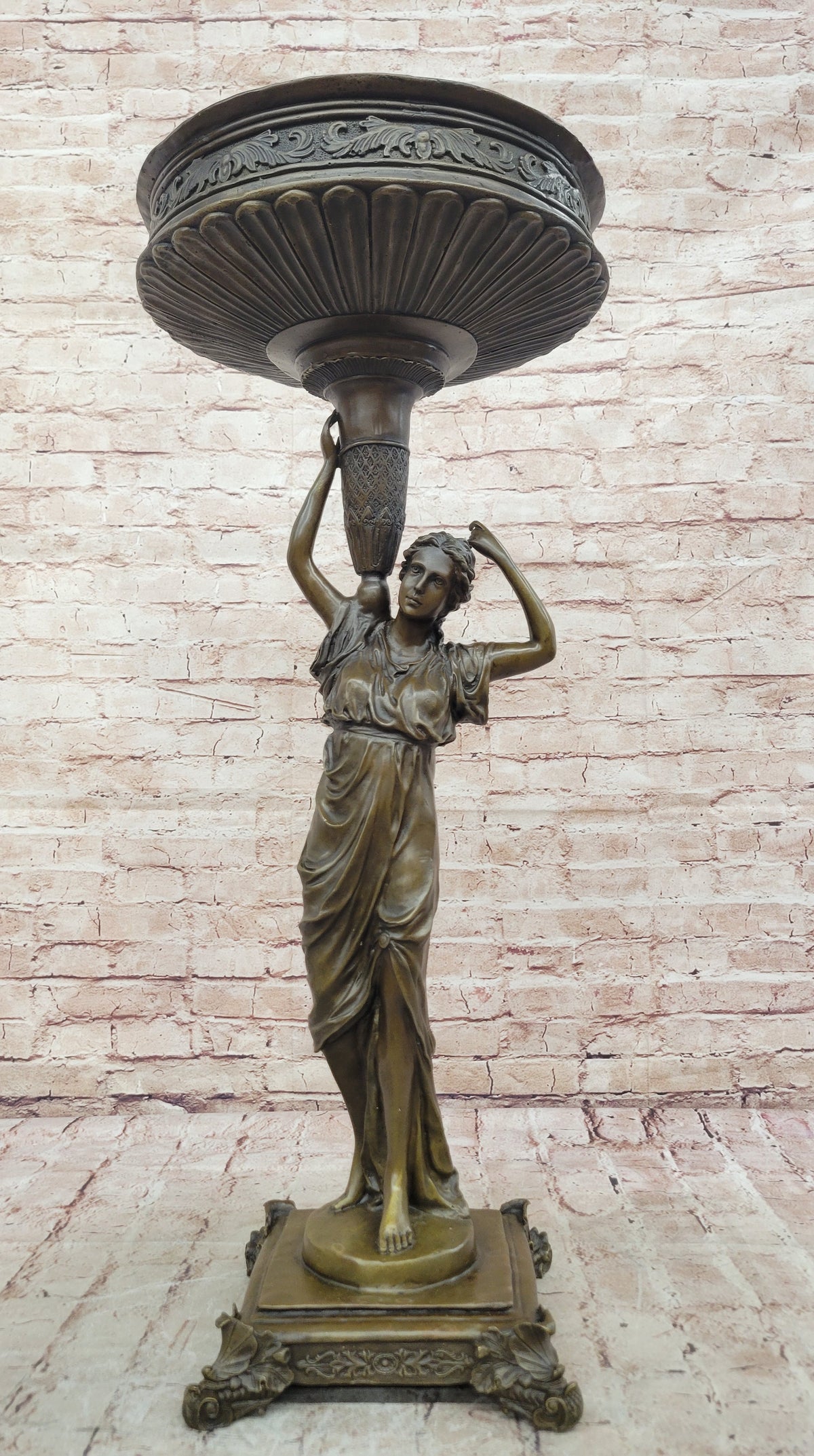 Milo Bronze Pedestal Woman Sculpture Classical Style Lady Statue Collectible