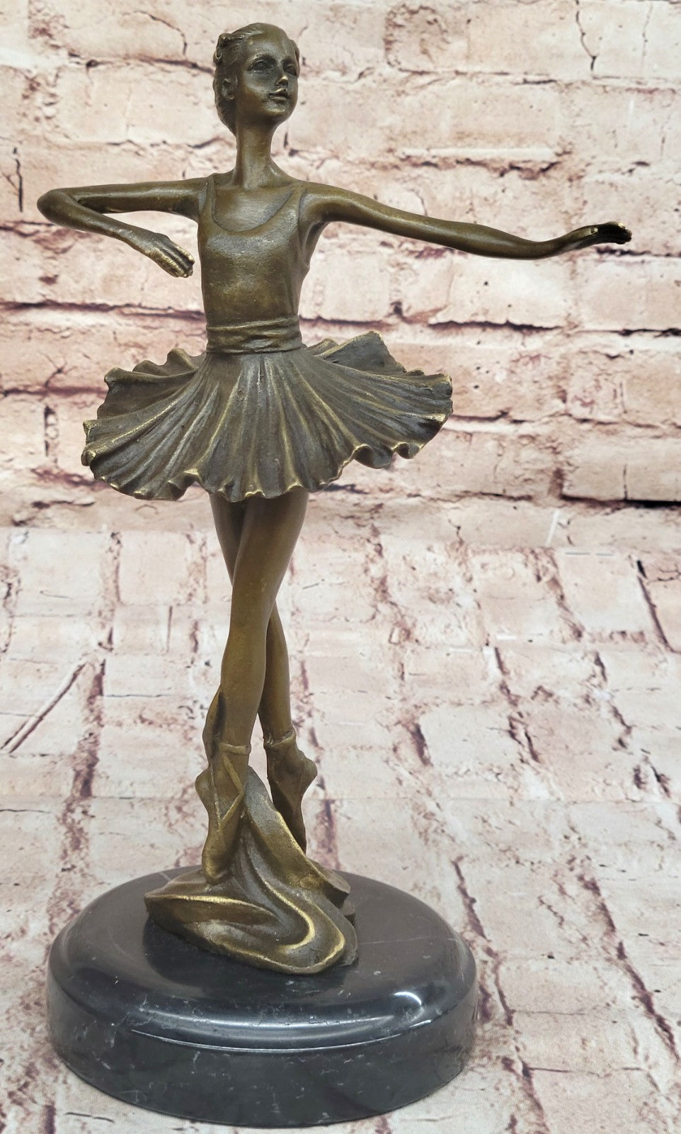 11" Tall Classical Dancer Ballerina Signed Bronze Sculpture Figure Art Nouveau