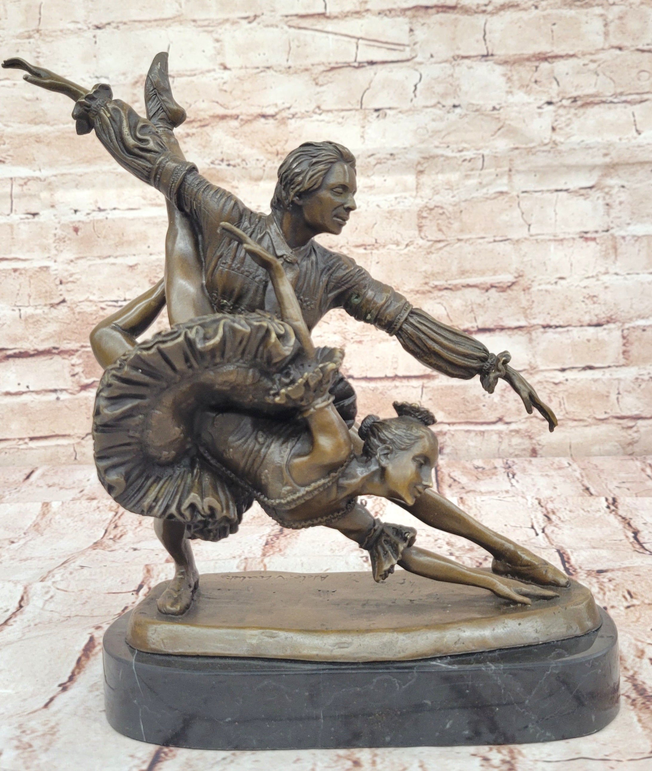 Amazing Original Bronze Sculpture By Aldo Vitaleh. Two Ballet Dancers. Signed. Artwork