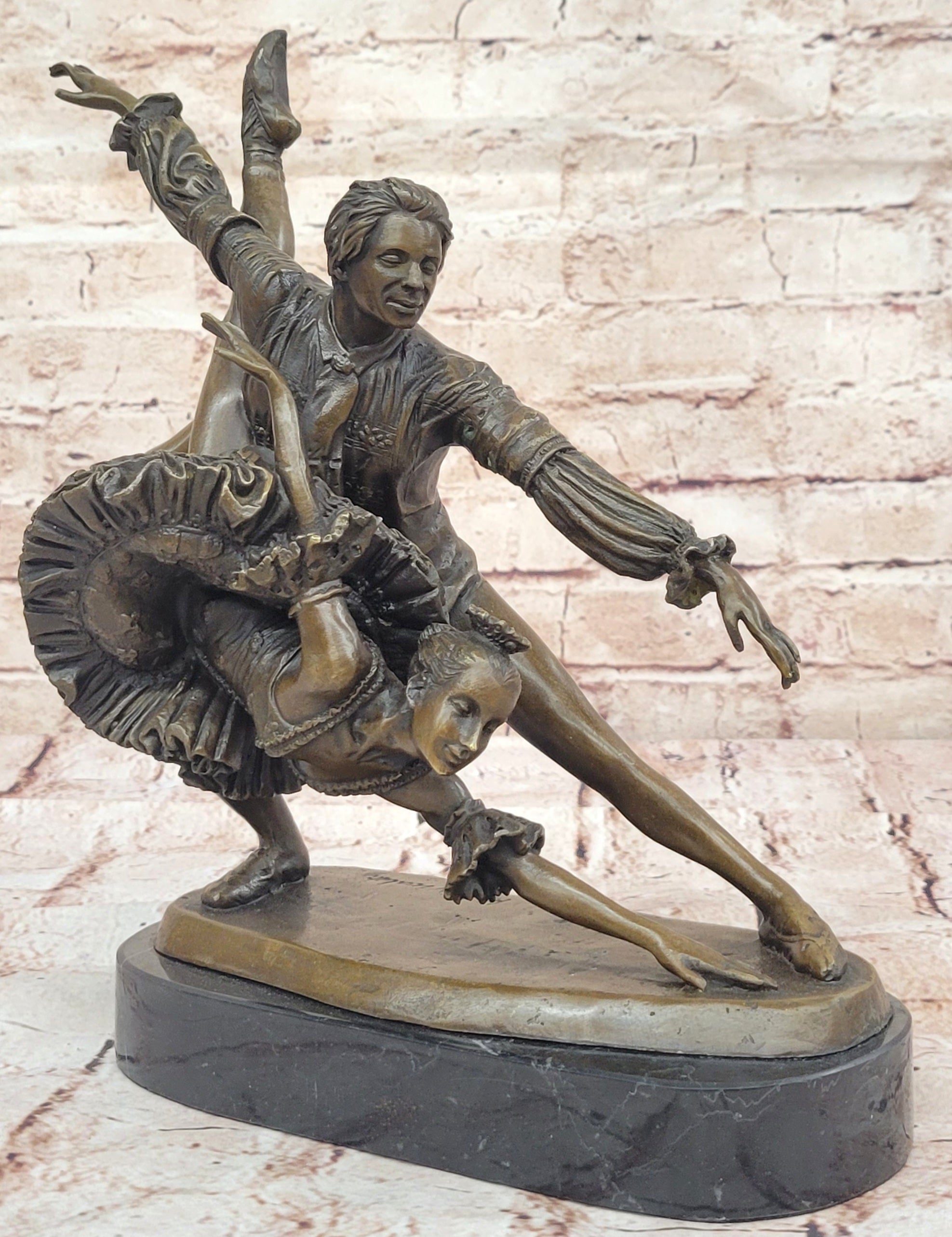 Amazing Original Bronze Sculpture By Aldo Vitaleh. Two Ballet Dancers. Signed. Artwork