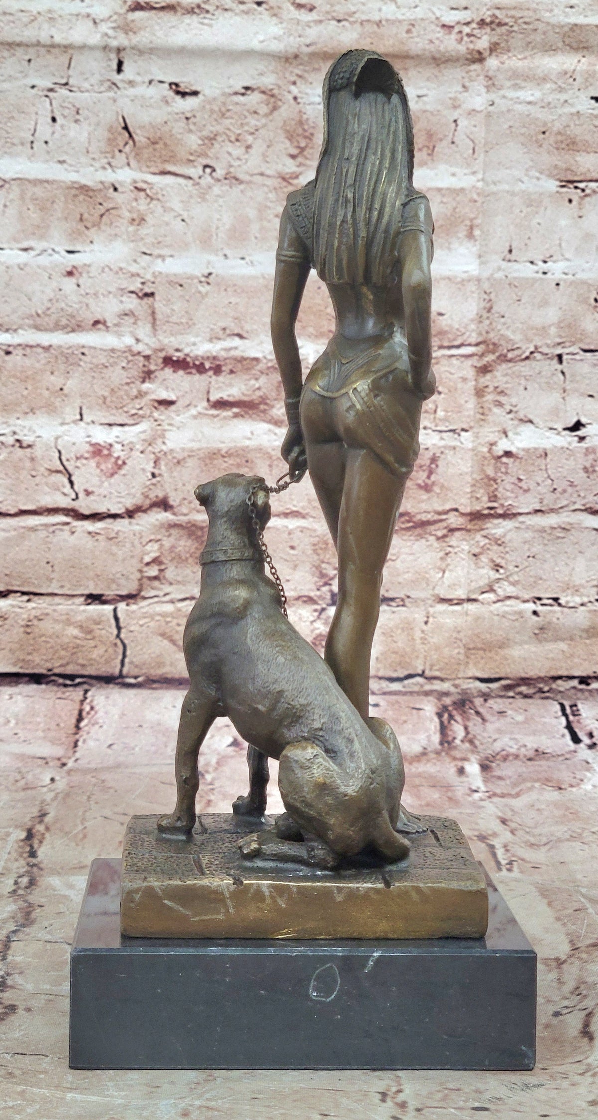 Sculpture Bronze Figure Nude Cleopatra with Panther Hot Cast Figurine Statue