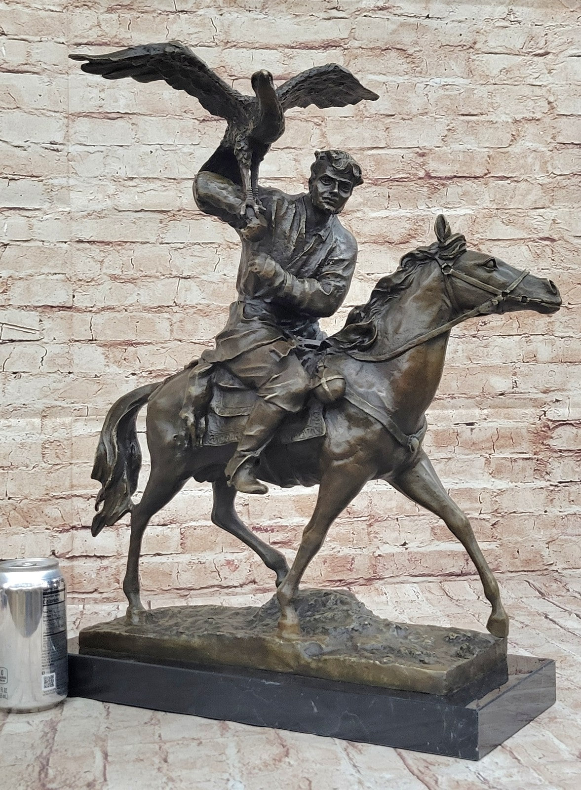 Art Deco Hand Made by Lost Wax Method Arab Man Falconer Genuine Bronze Statue