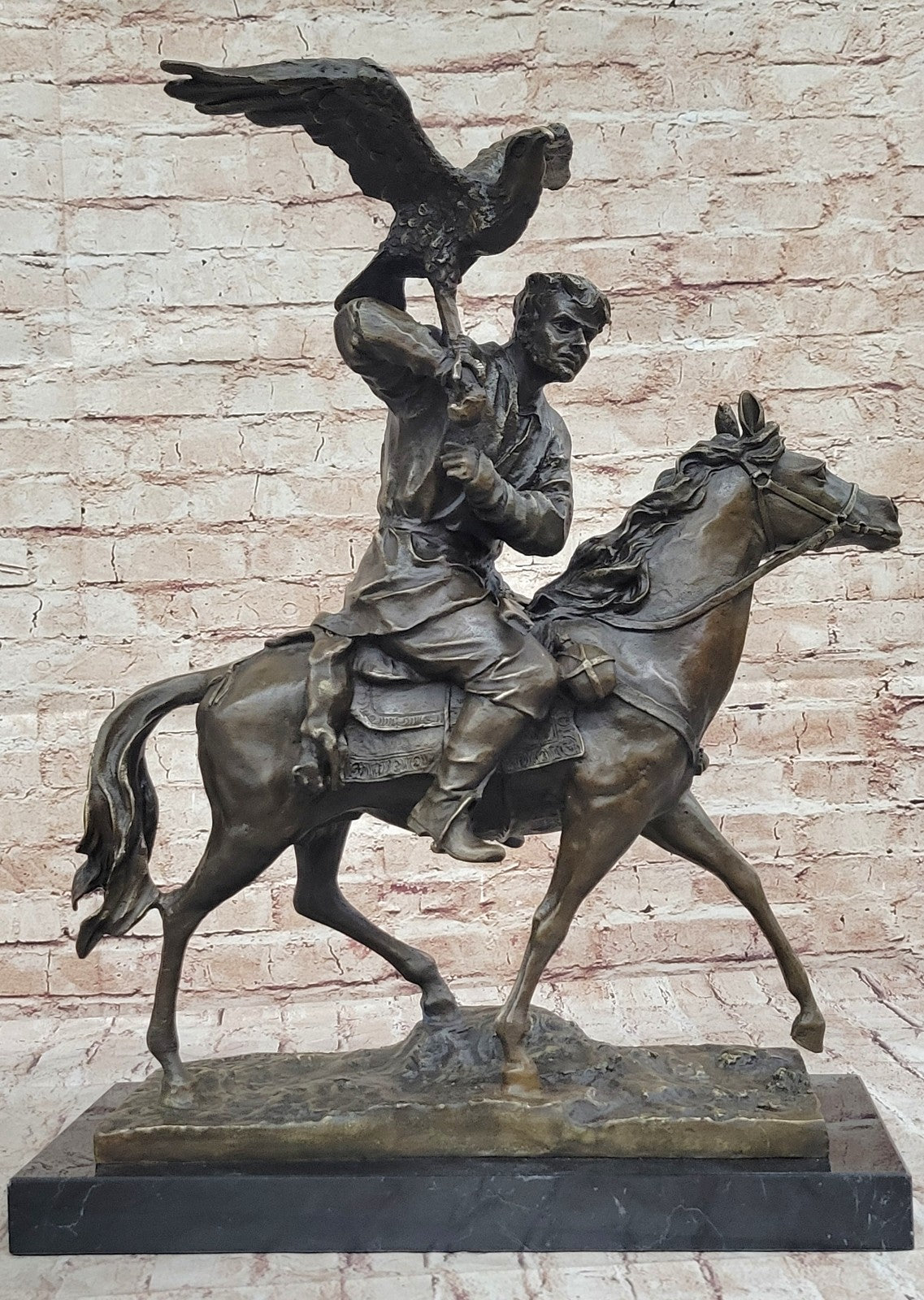 Art Deco Hand Made by Lost Wax Method Arab Man Falconer Genuine Bronze Statue