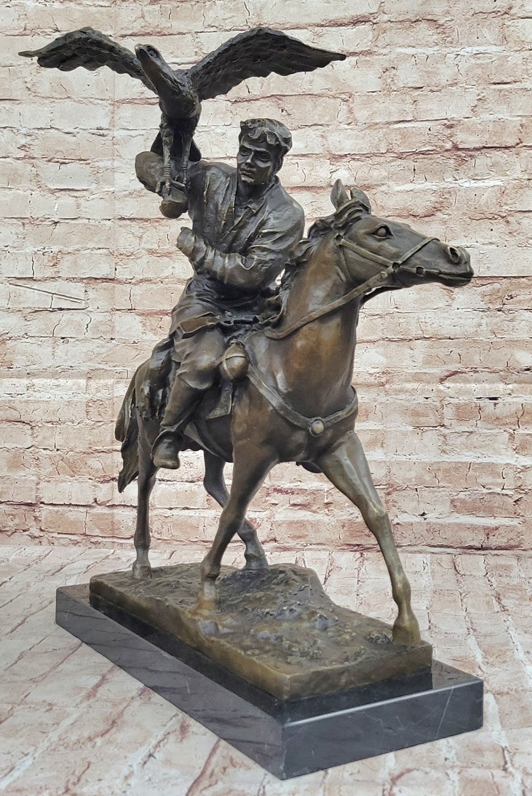 Art Deco Hand Made by Lost Wax Method Arab Man Falconer Genuine Bronze Statue