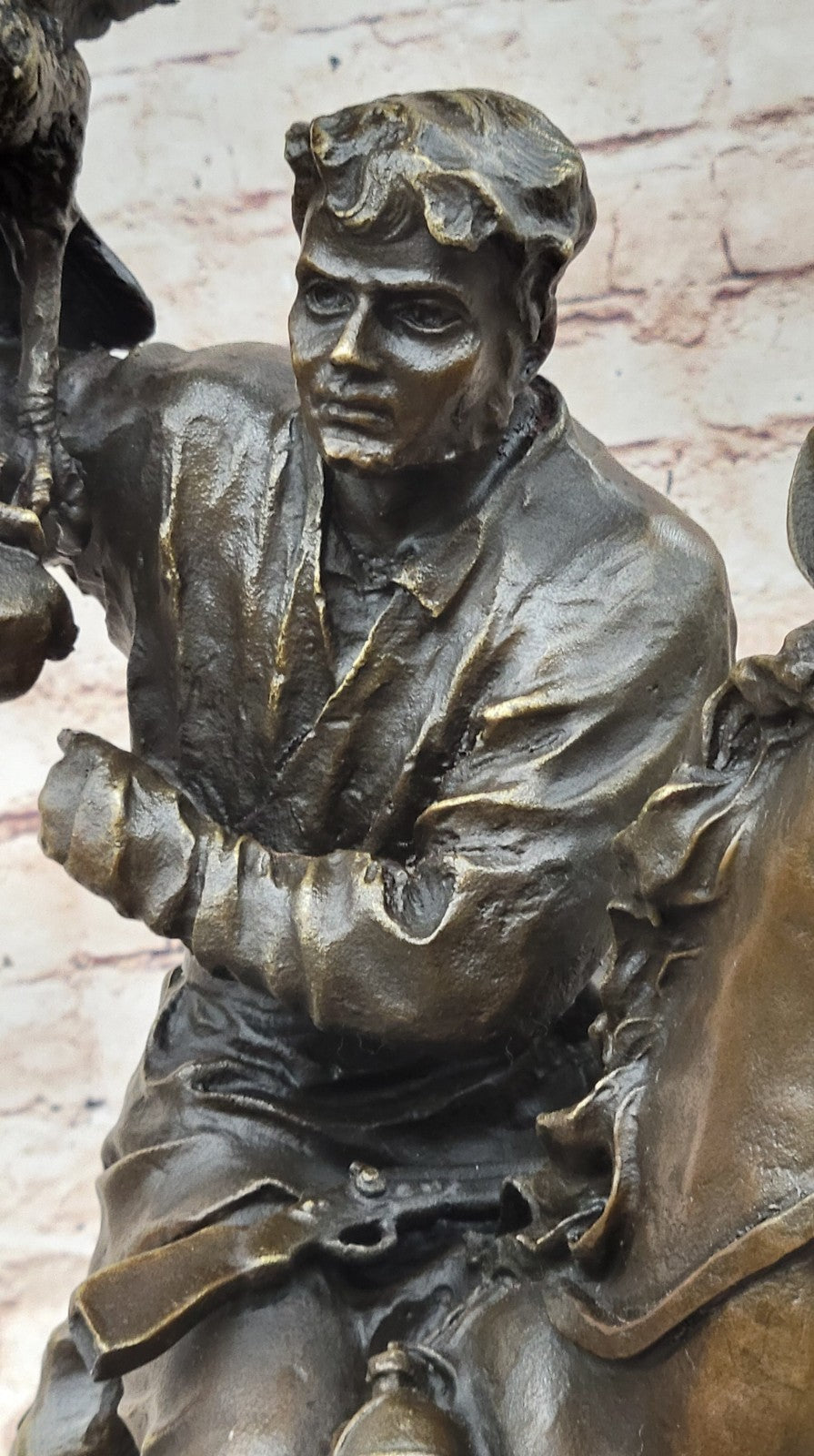 Art Deco Hand Made by Lost Wax Method Arab Man Falconer Genuine Bronze Statue