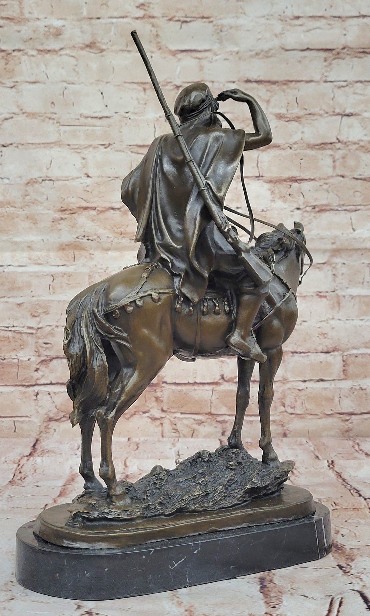 Middle Eastern Arab Guy on a Horse Home Office Decoration Bronze Sculpture Statue