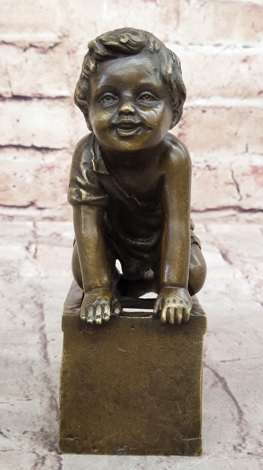Bronze Sculpture Hot Cast Baby Girl on Chair Bronze Sculpture Figurine Figure